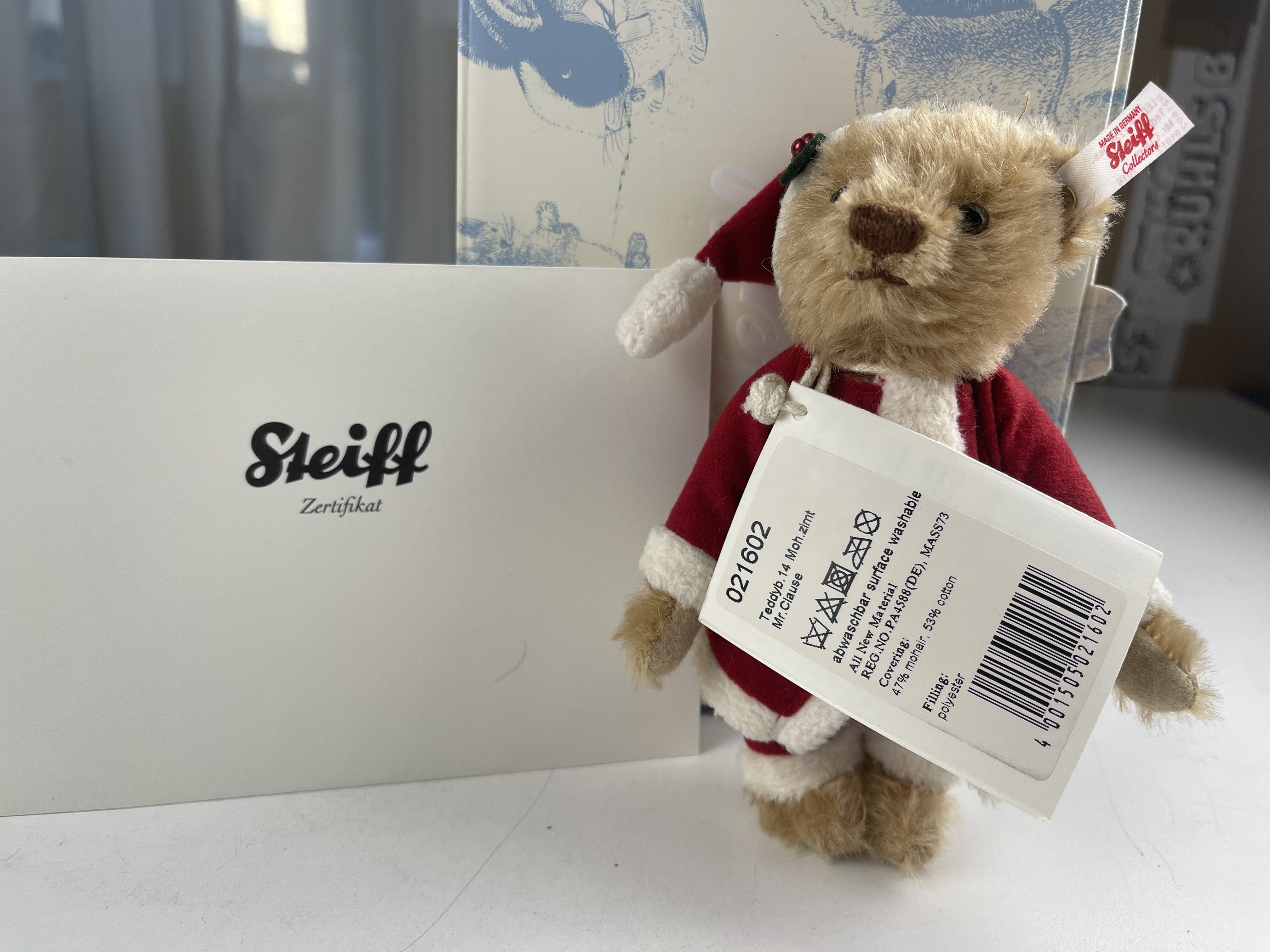Steiff Tier 021602 Teddybär Mr. Claus 14 cm Top Zustand + OVP & Zertifikat 