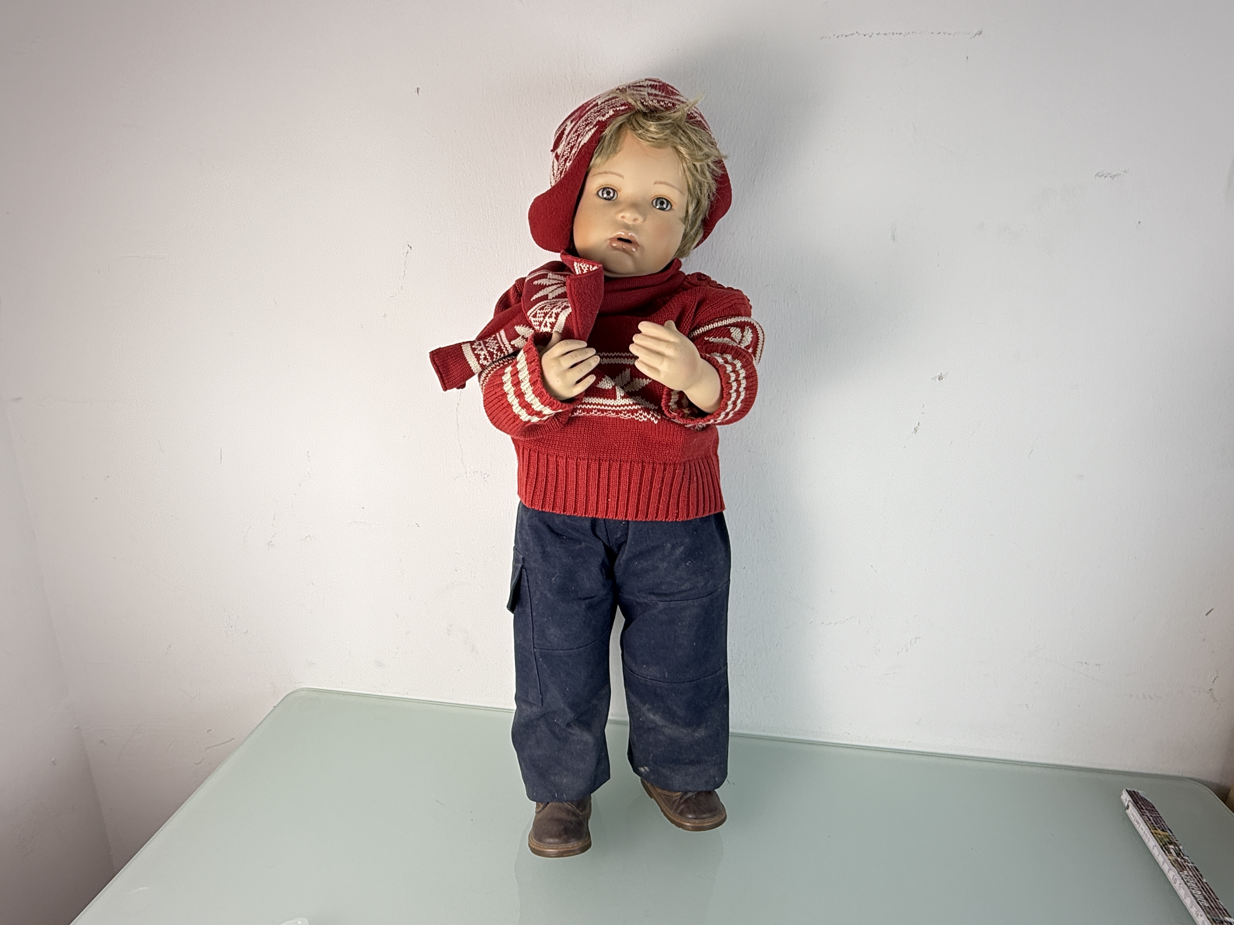 Künstlerpuppe Inge Tenbusch Porzellan Puppe 75 cm. Top Zustand. 