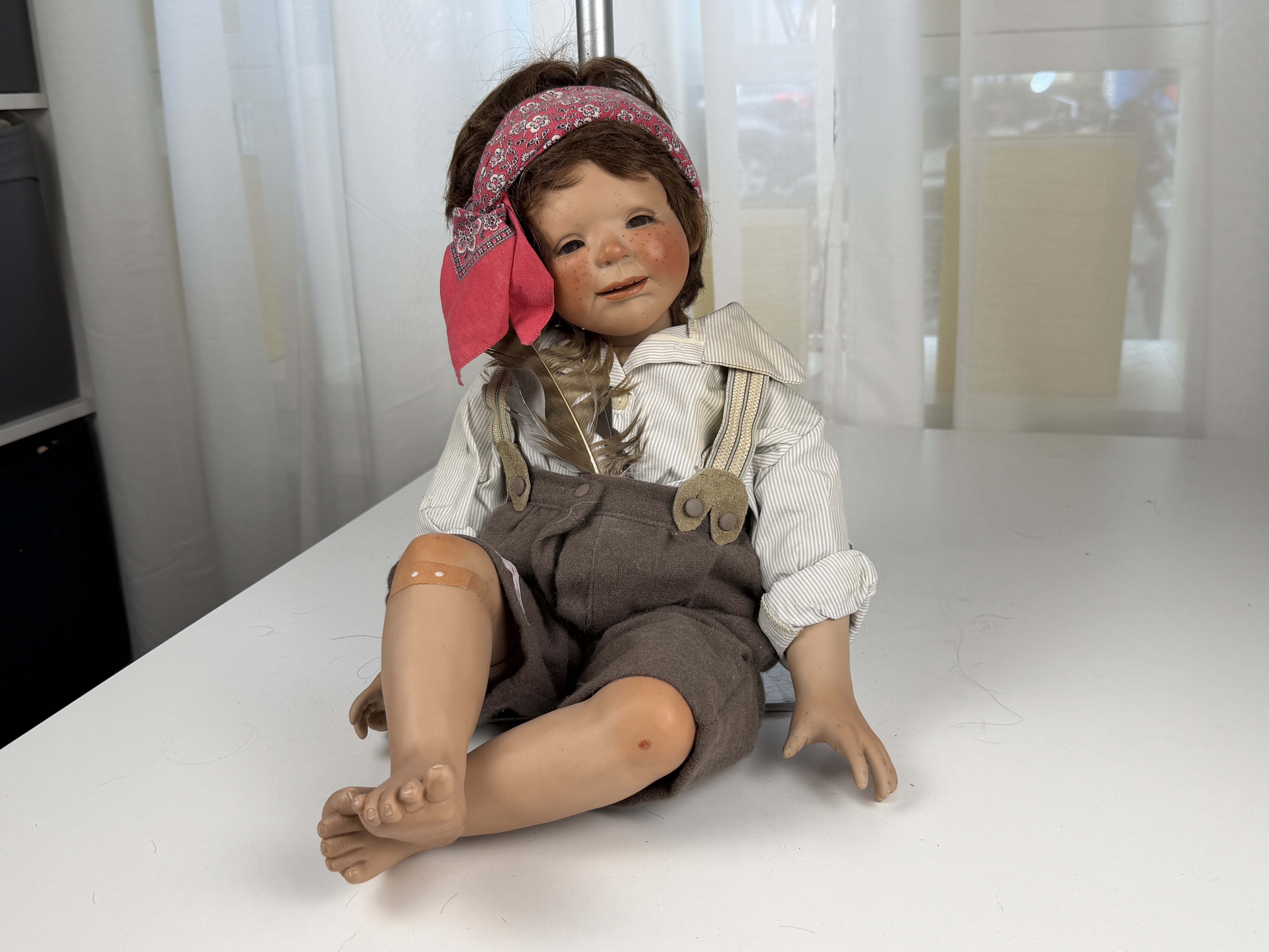 Künstlerpuppe Inge Enderle Porzellan Puppe 53 cm. Top Zustand 