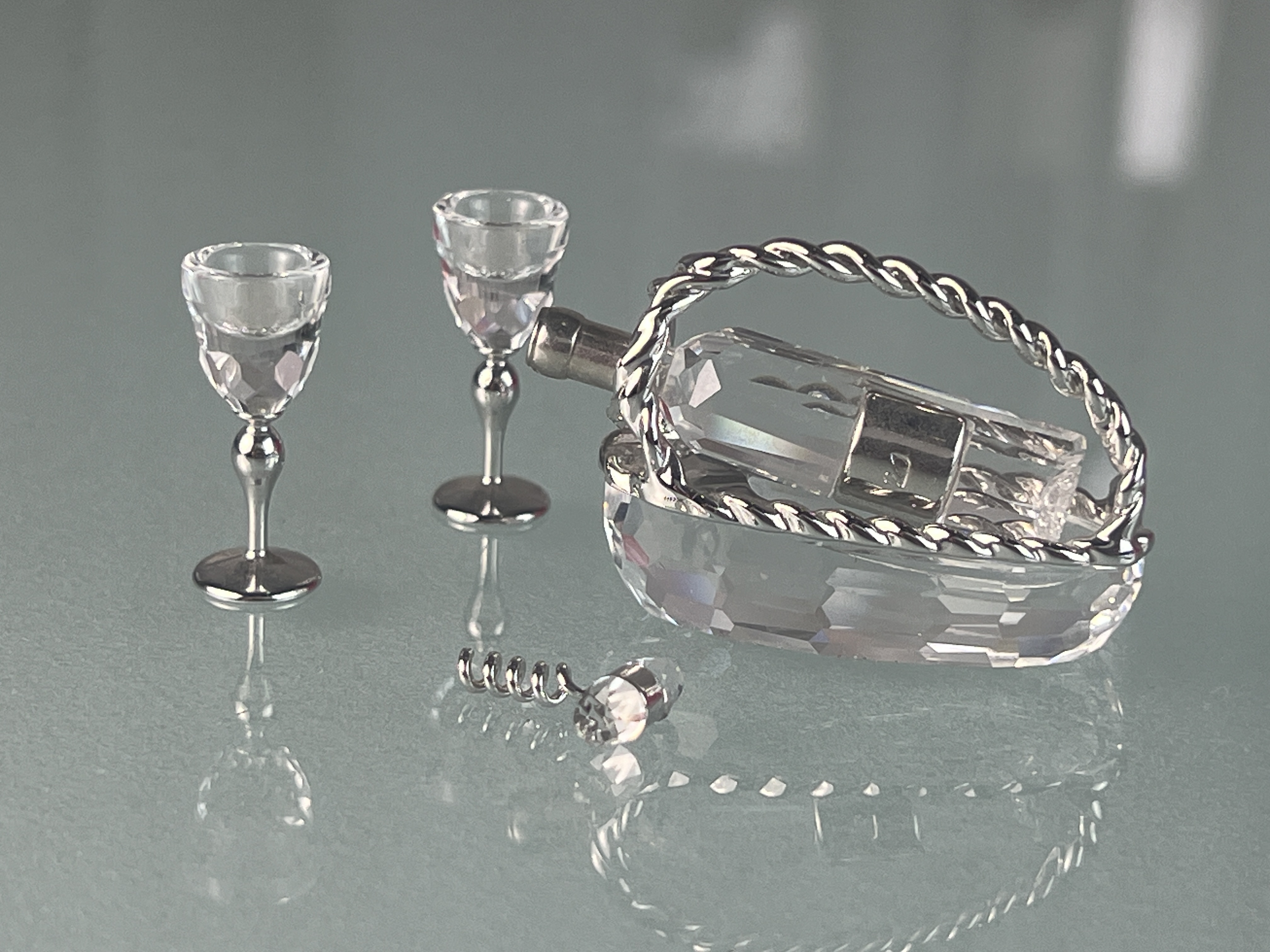 Swarovski Figur Wein Set Rhodium Top Zustand 