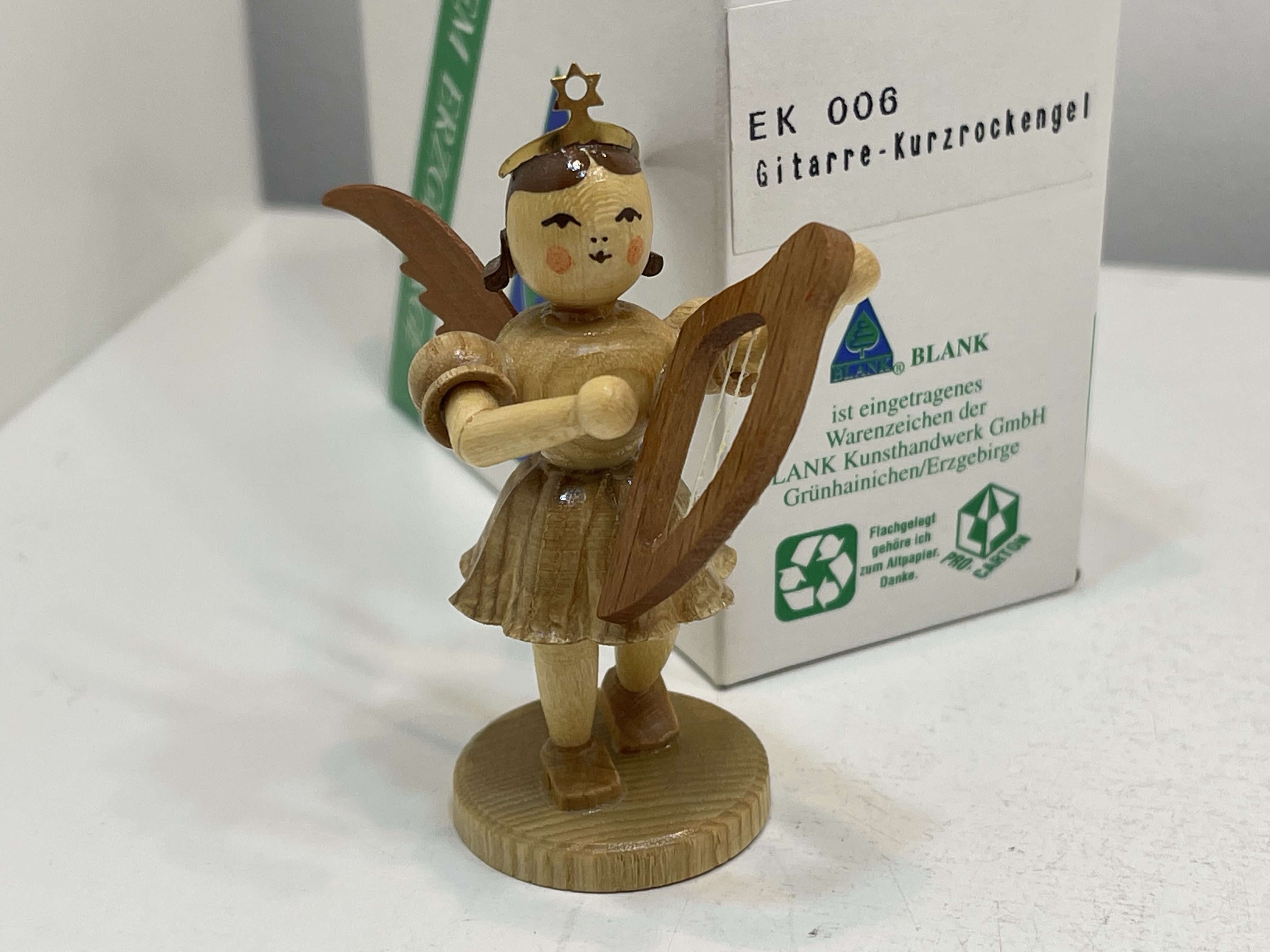 Erzgebirge Blank Figur Engel 6,8 cm. + OVP Top Zustand      