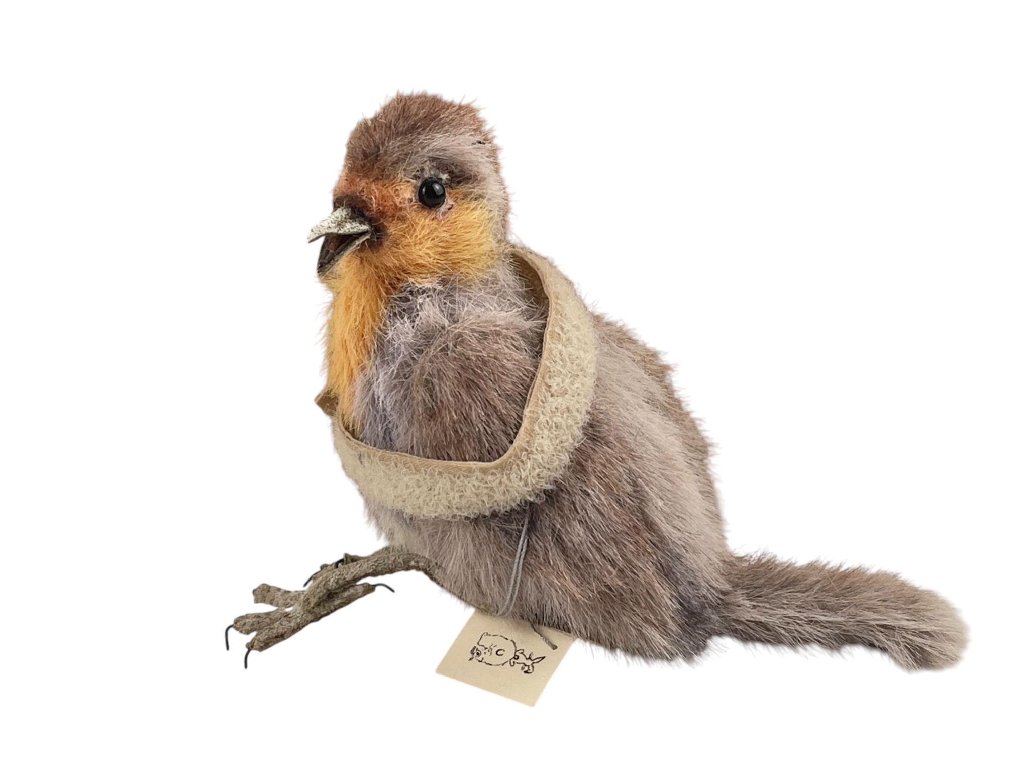 Künstler Stofftier Vogel 9,5 cm. - Top Zustand.