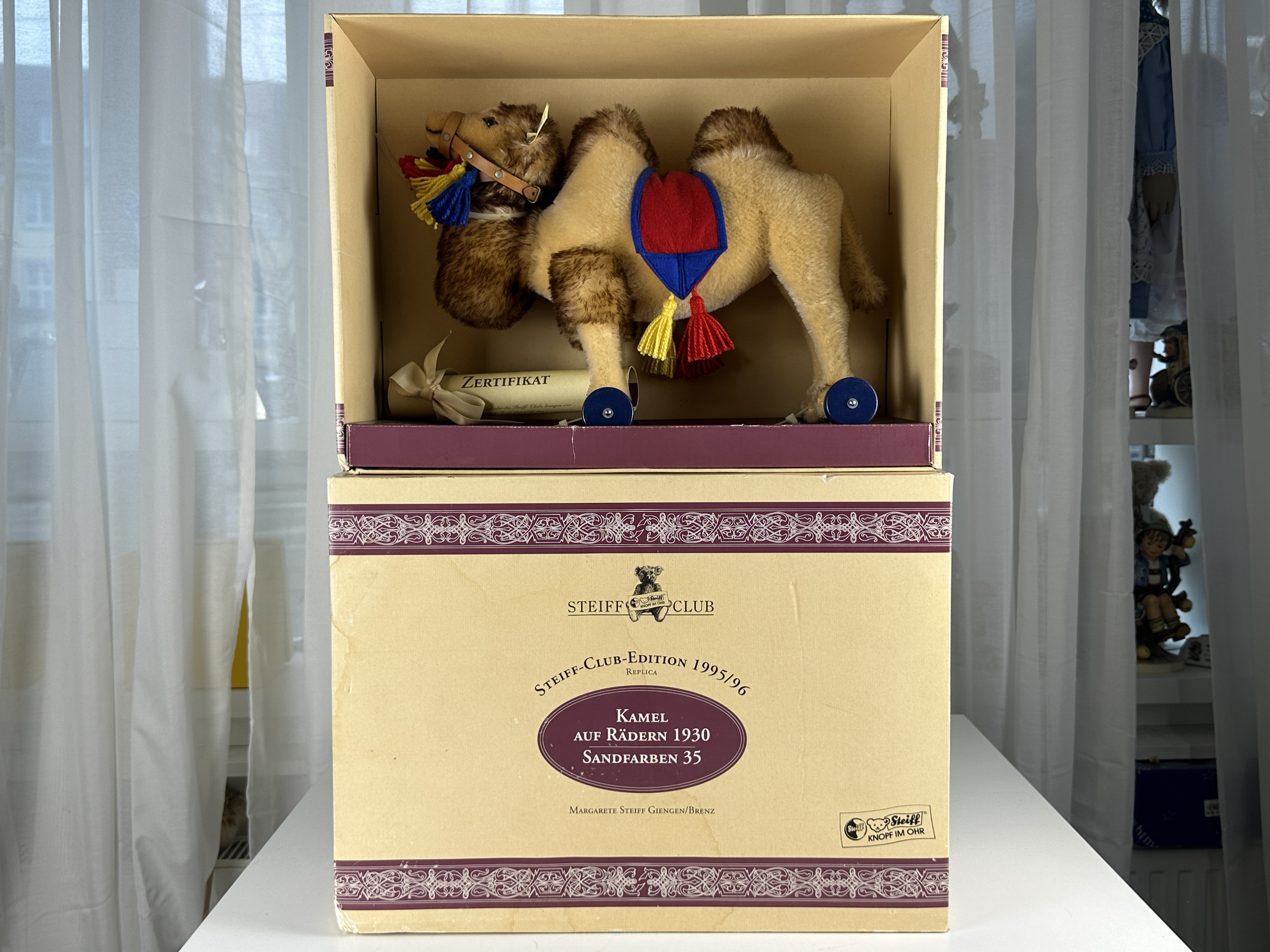 Steiff Tier 420061 Kamel auf Rädern 29 x 35 cm mit OVP & Zertifikat in Top Zustand