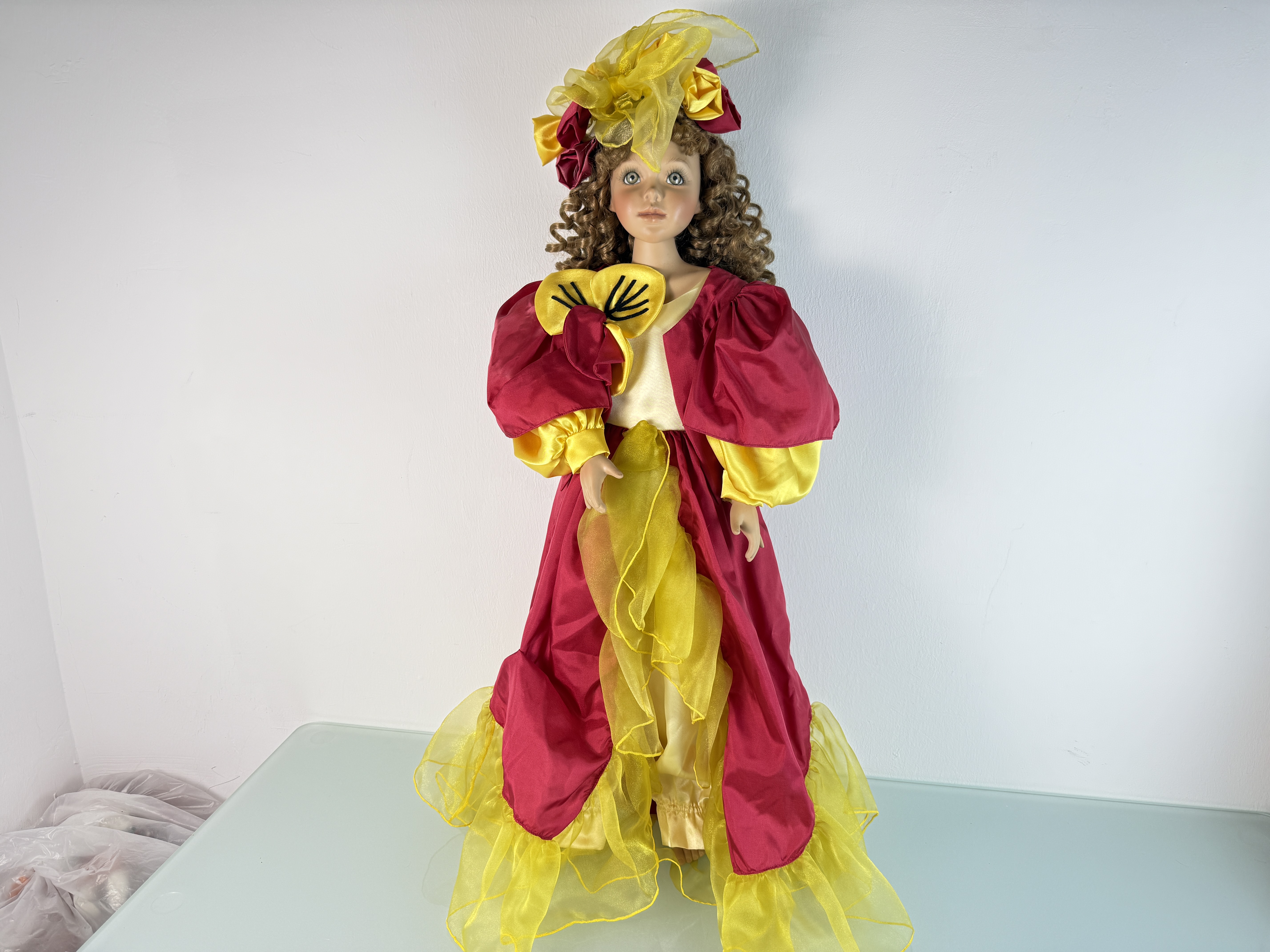 Künstlerpuppe Größle Schmidt Porzellan Puppe 76 cm. Top Zustand 