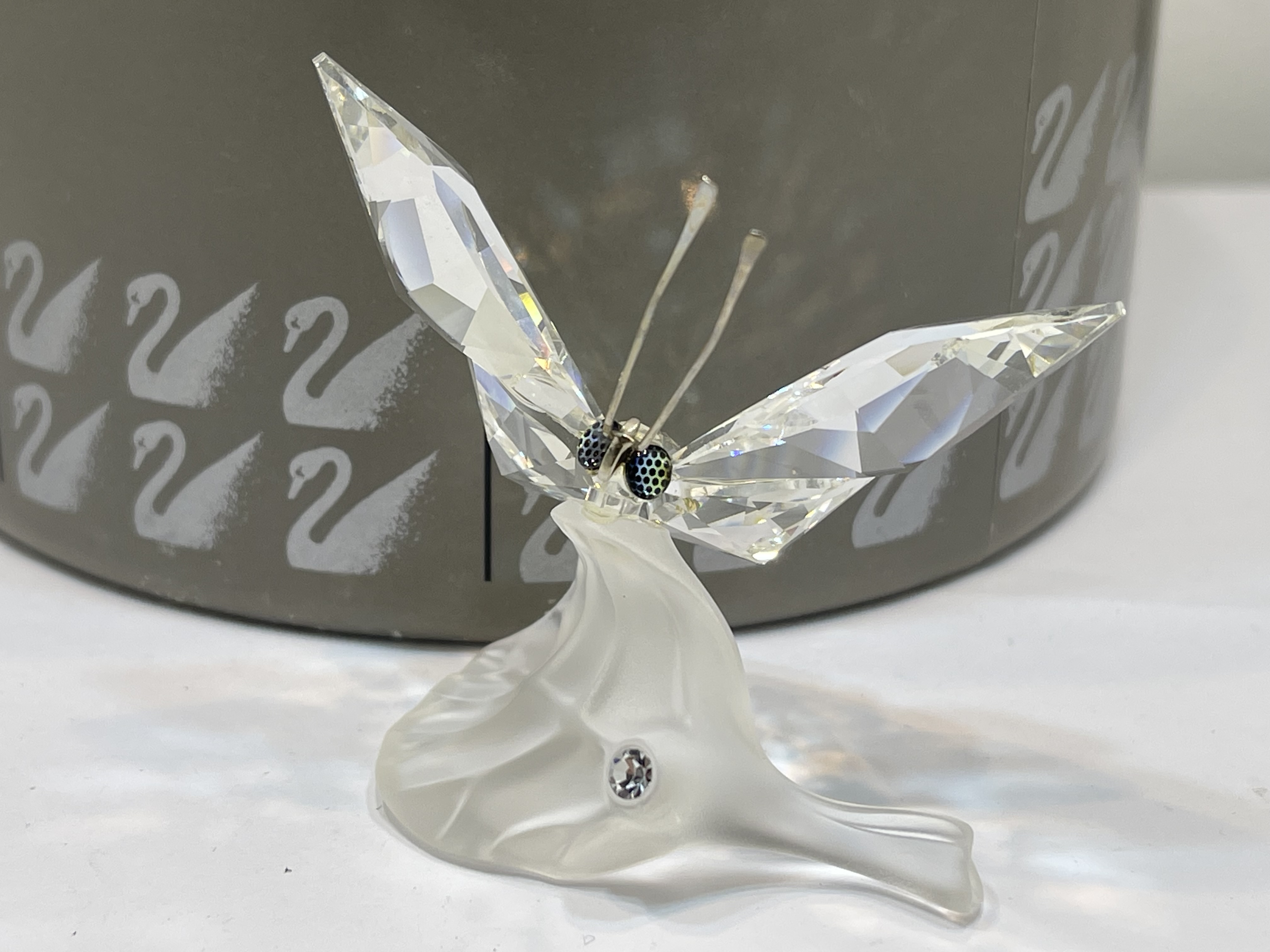 Swarovski Figur 182920 Schmetterling auf Blatt 7 cm + OVP & Zertifikat Top Zustand 