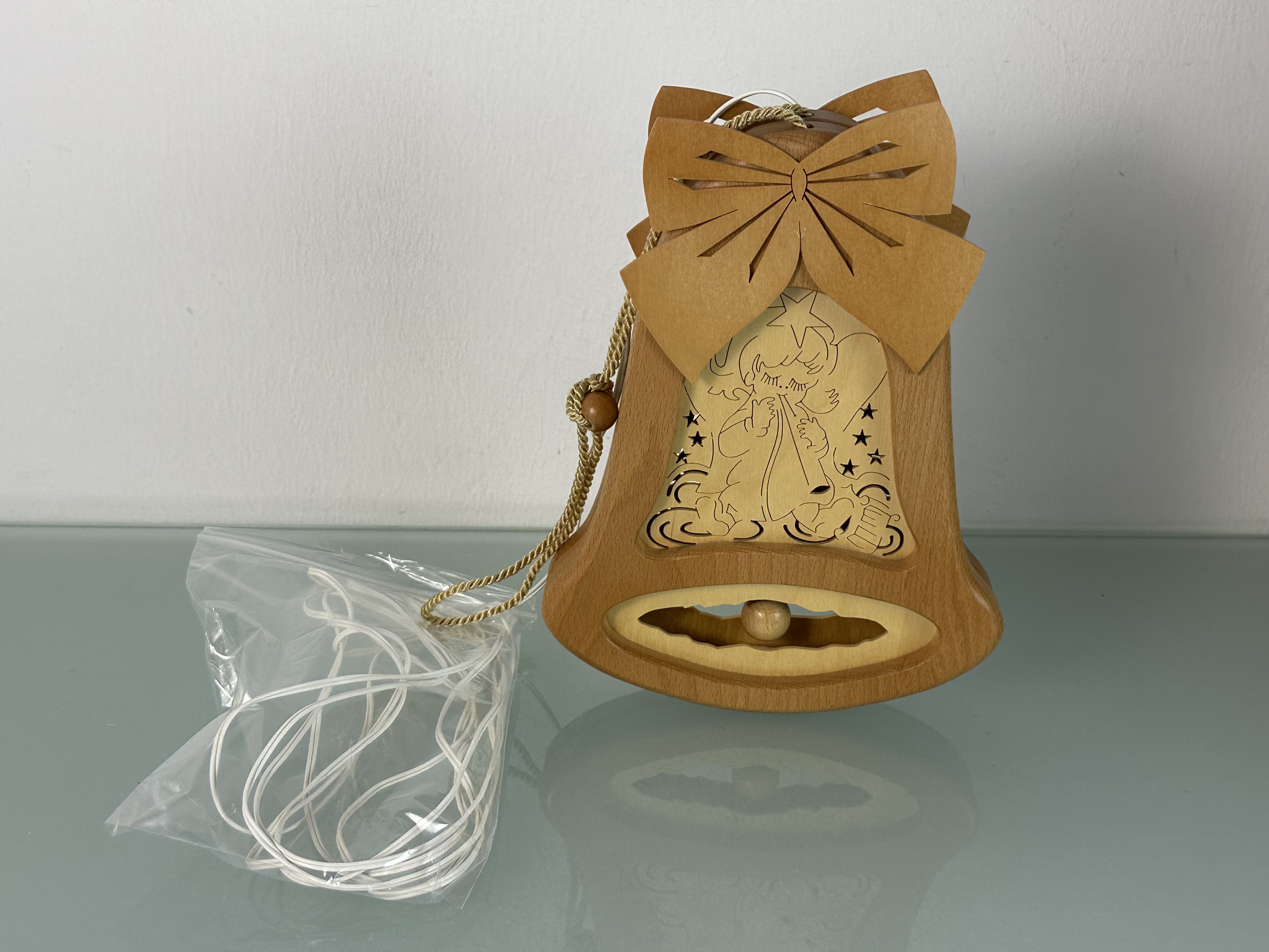 Erzgebirge Fensterbild Engel elektr. Beleuchtung 25,5 x 18,3 x 4,5 cm. Top Zustand