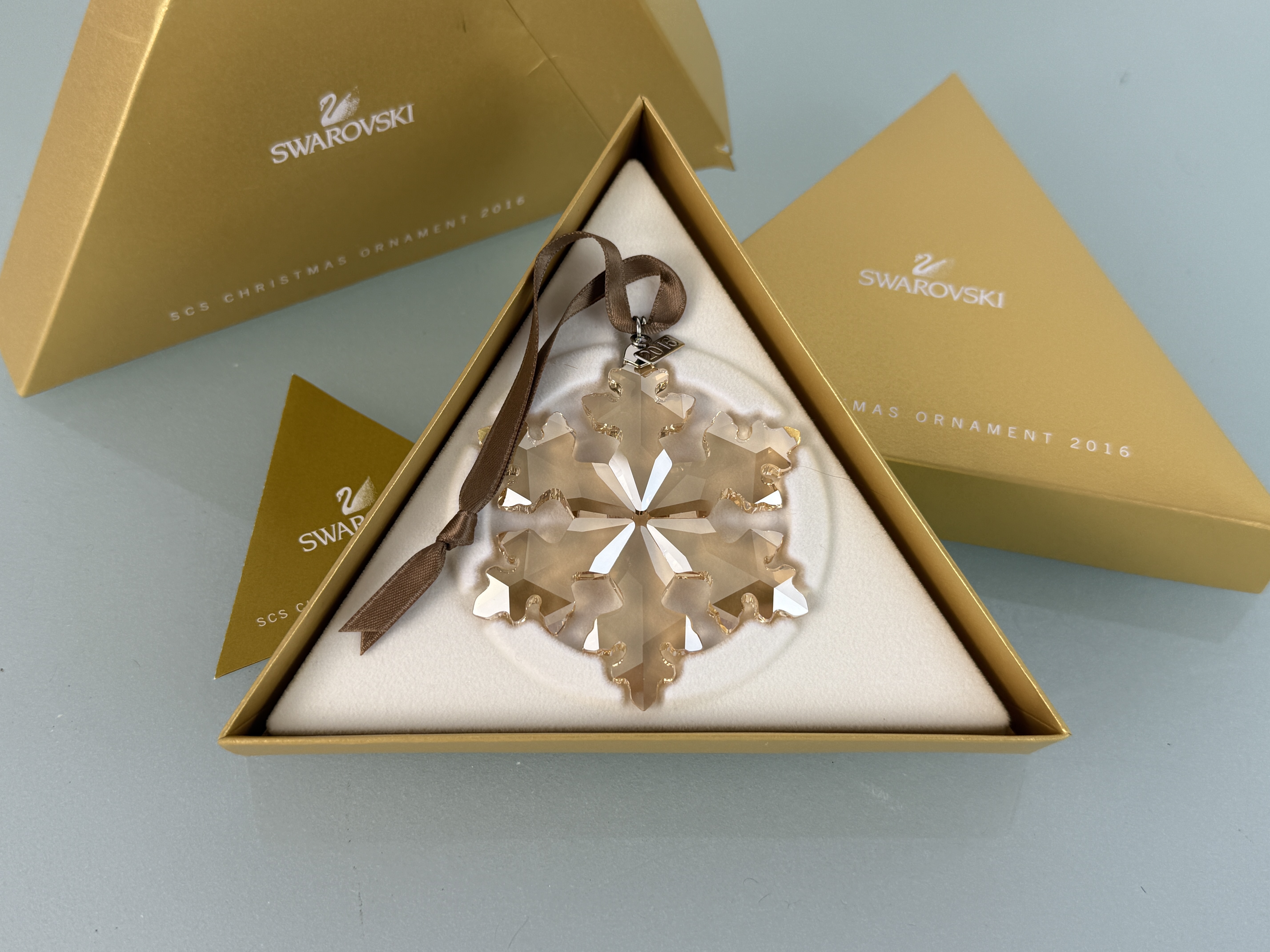Swarovski Figur 5222349 Weihnachtsstern Gold 2016 Groß 7,4 cm Top Zustand 