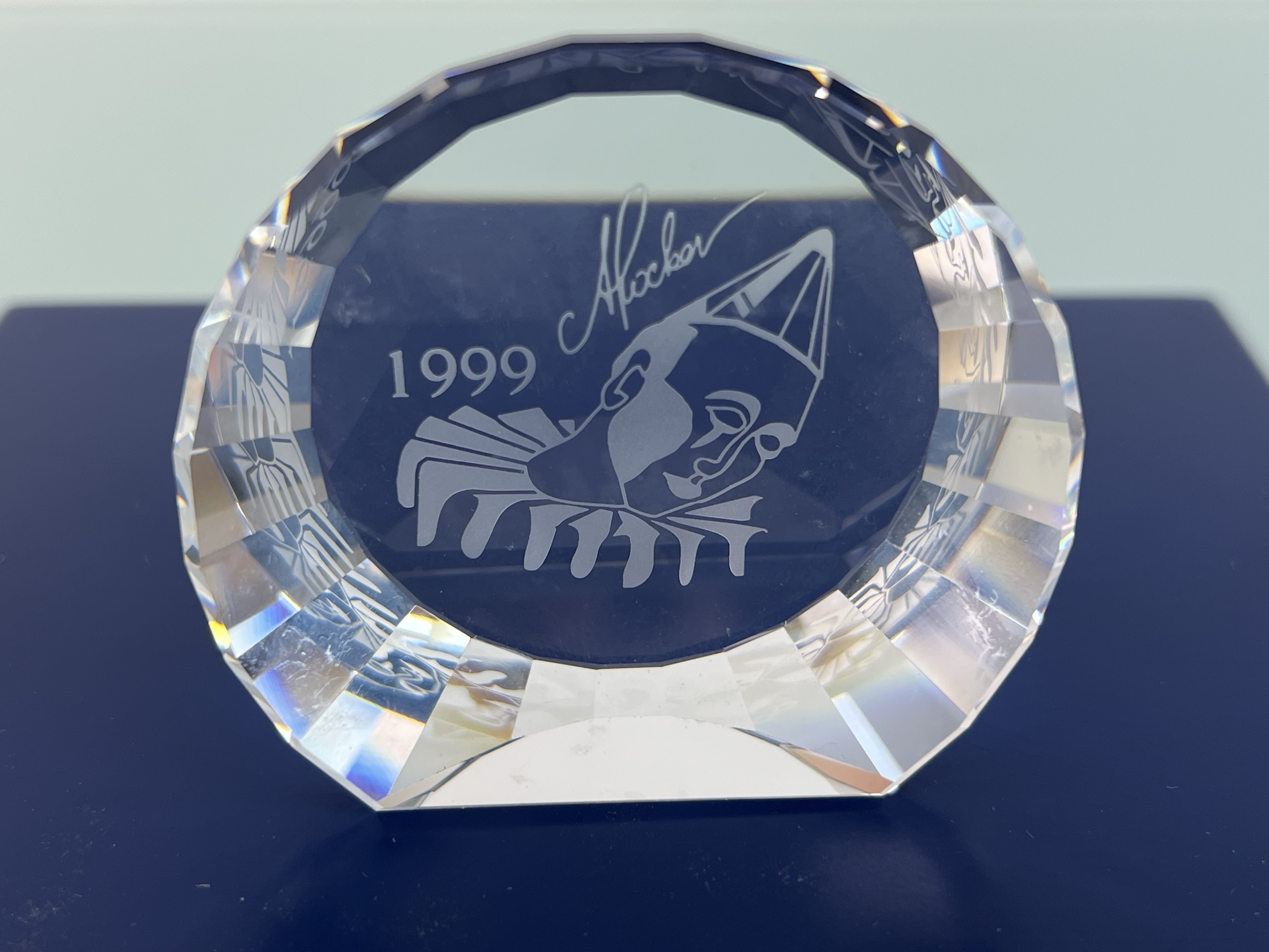  Swarovski Kristall Briefbeschwerer Pierrot Plakette 6 cm. Top Zustand. 