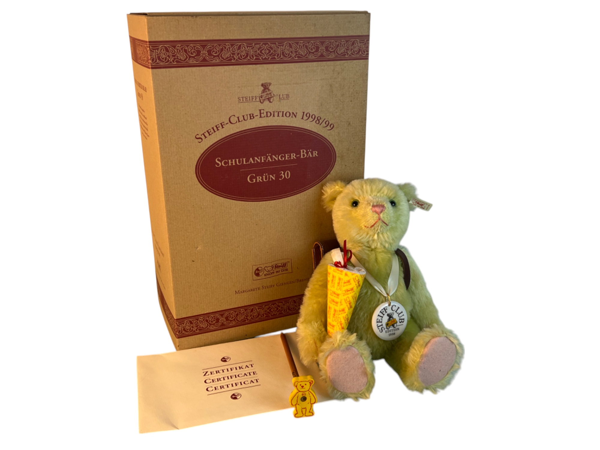 Steiff Tier Teddy Bär 420139 Schulanfänger-Bär 30 cm Nr. 04219. Top Zustand