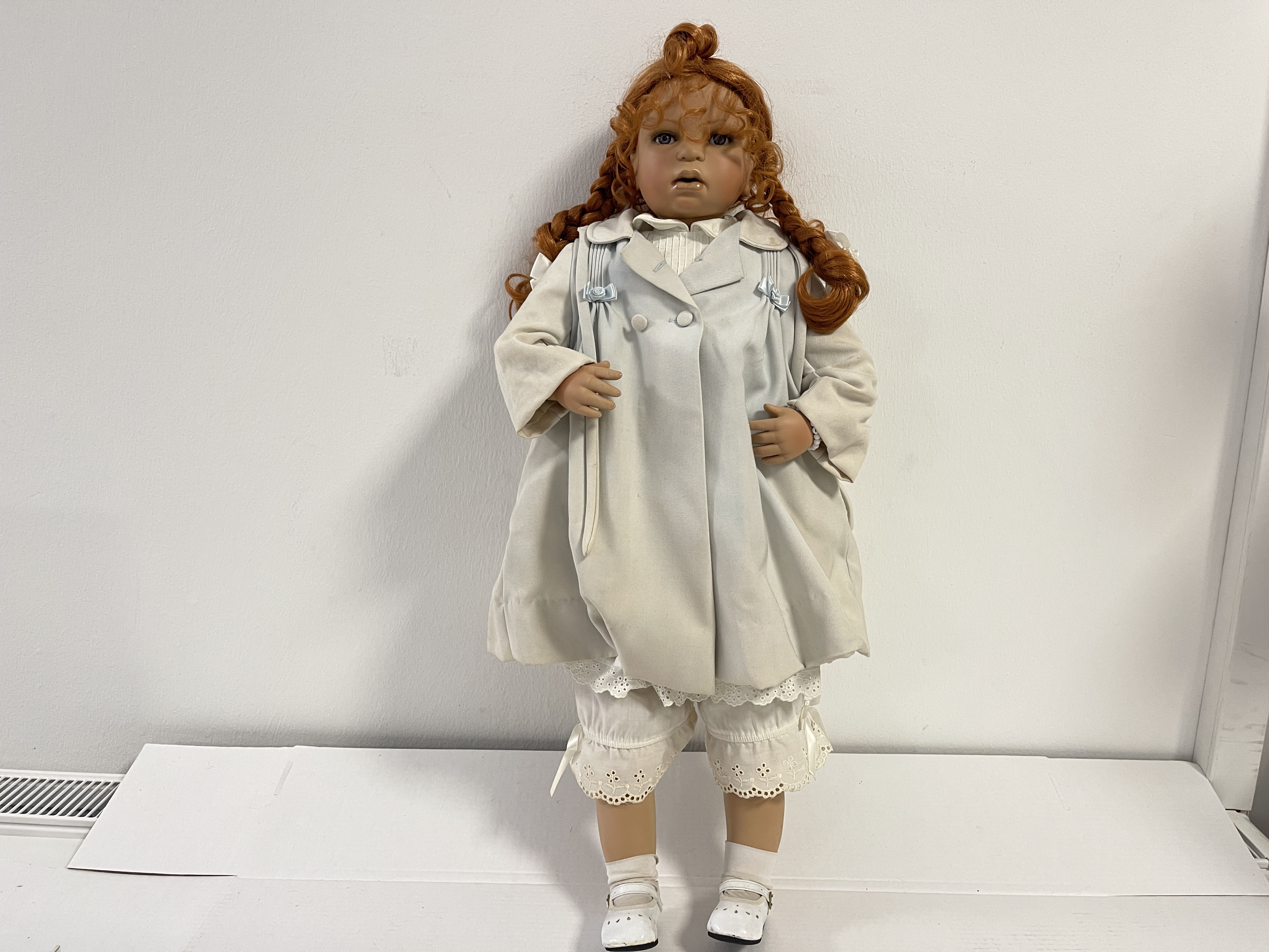 Künstlerpuppe Inge Tenbusch Porzellan Puppe 82 cm. Top Zustand.  