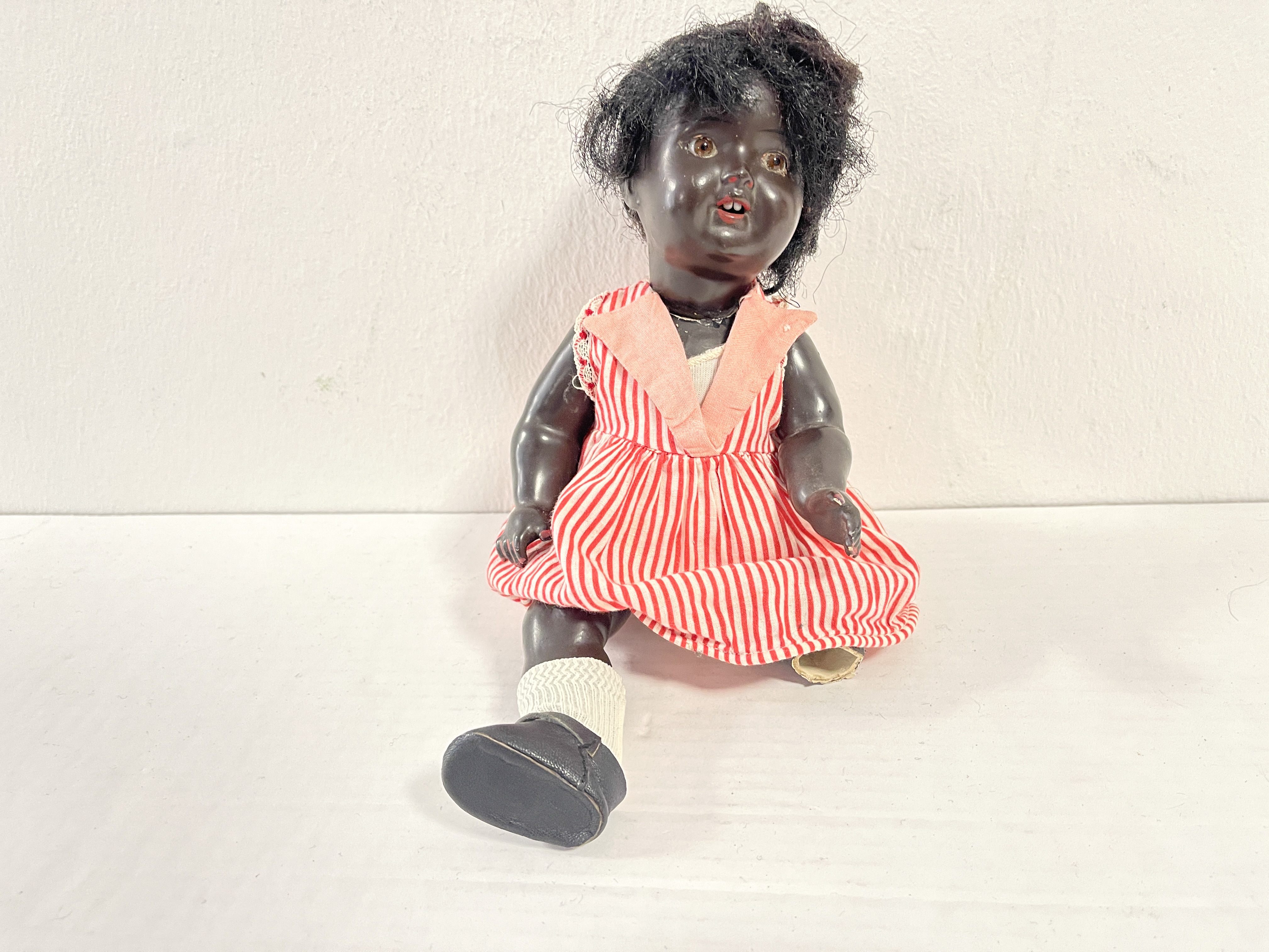 Künstlerpuppe alte Sammler Porzellankopf Puppe 27 cm Zustand siehe Fotos 