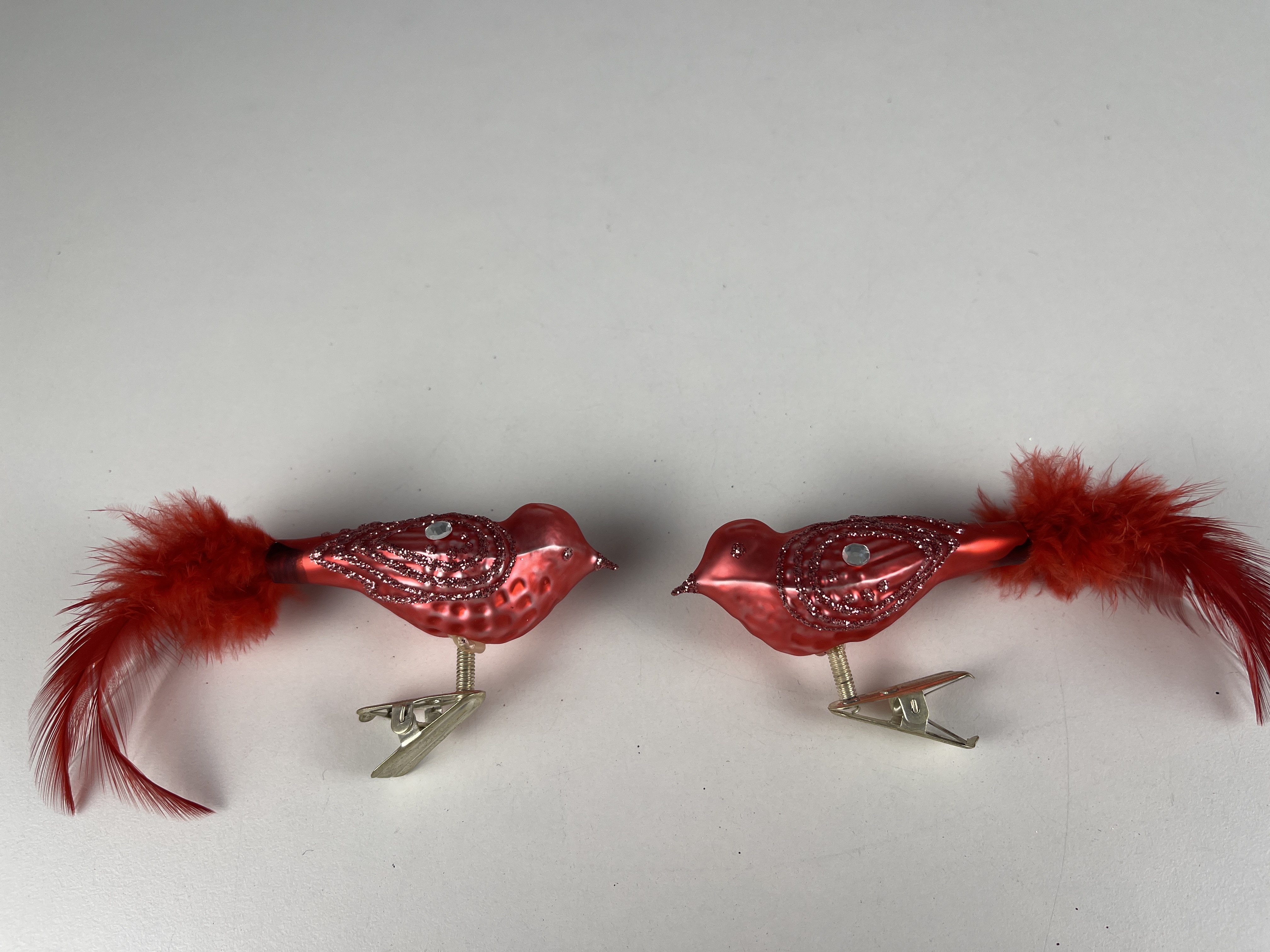 Christbaum Schmuck 2 Vögel Clips ca. 8 cm - Zustand siehe Fotos