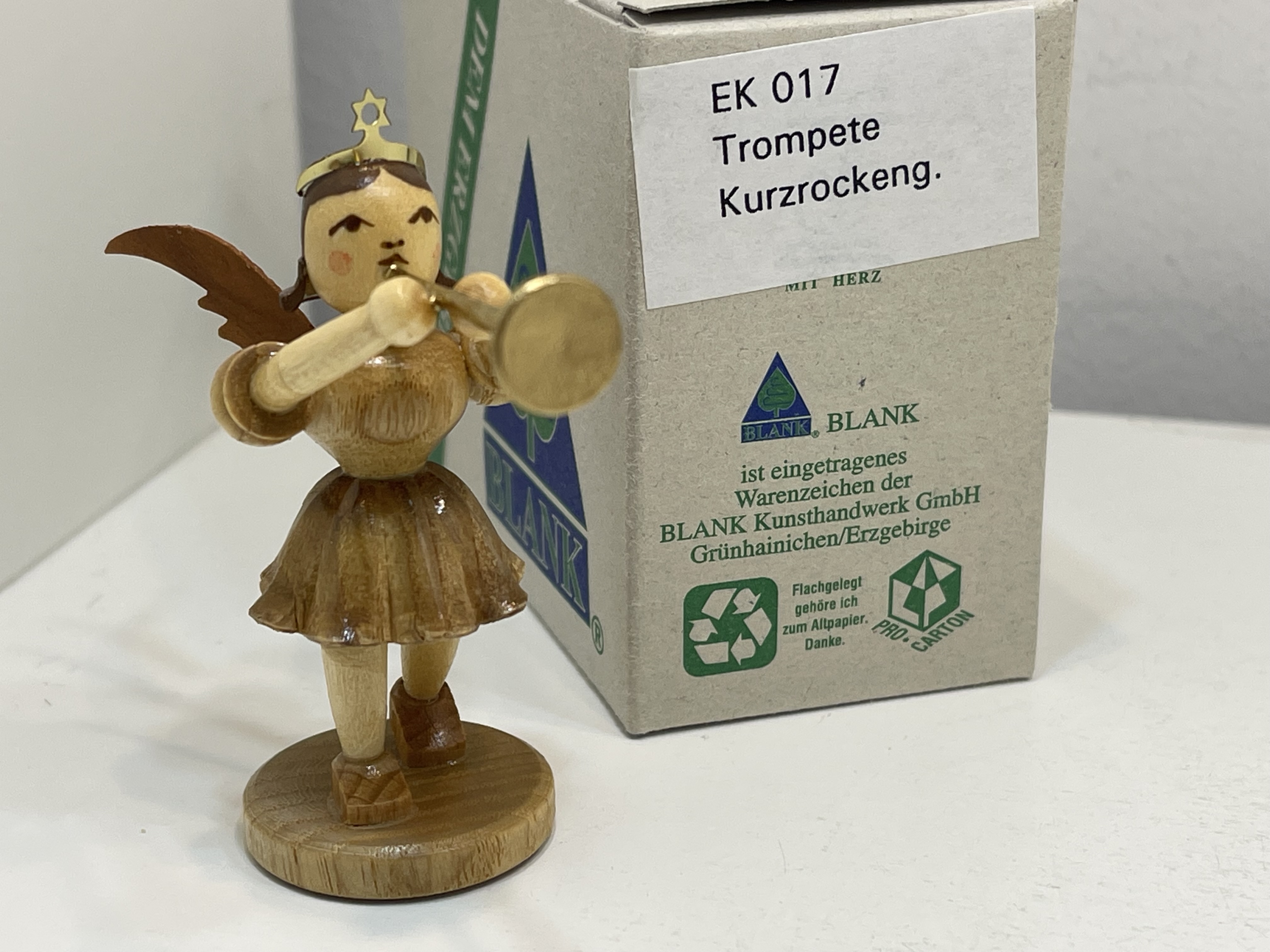 Erzgebirge Blank Figur Engel 6,8 cm. + OVP Top Zustand      