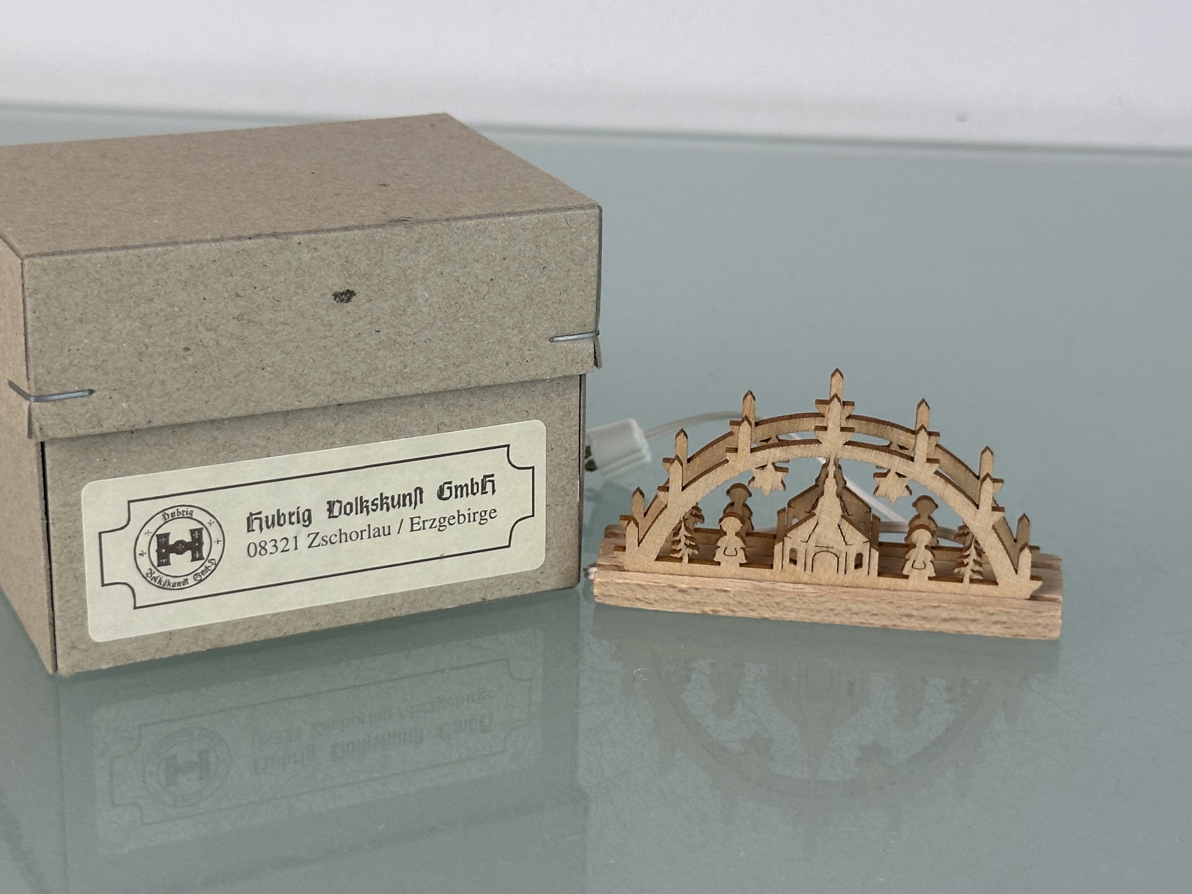 Erzgebirge Seiffener Mini-Schwibbogen  4 x 7 x 1 cm. Top Zustand
