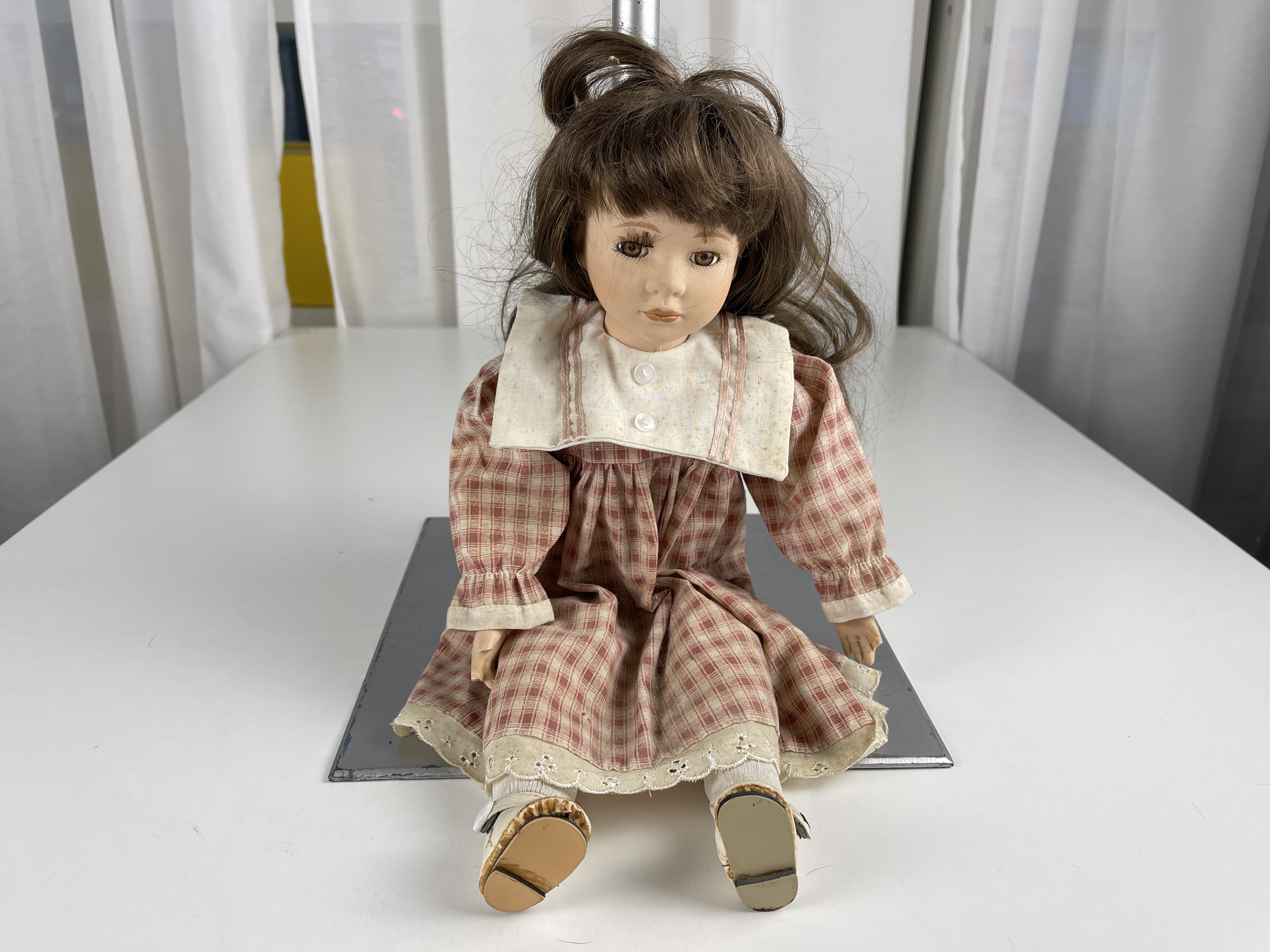 Puppe Sammler Porzellankopf Puppe 38 cm - Schmutzig 