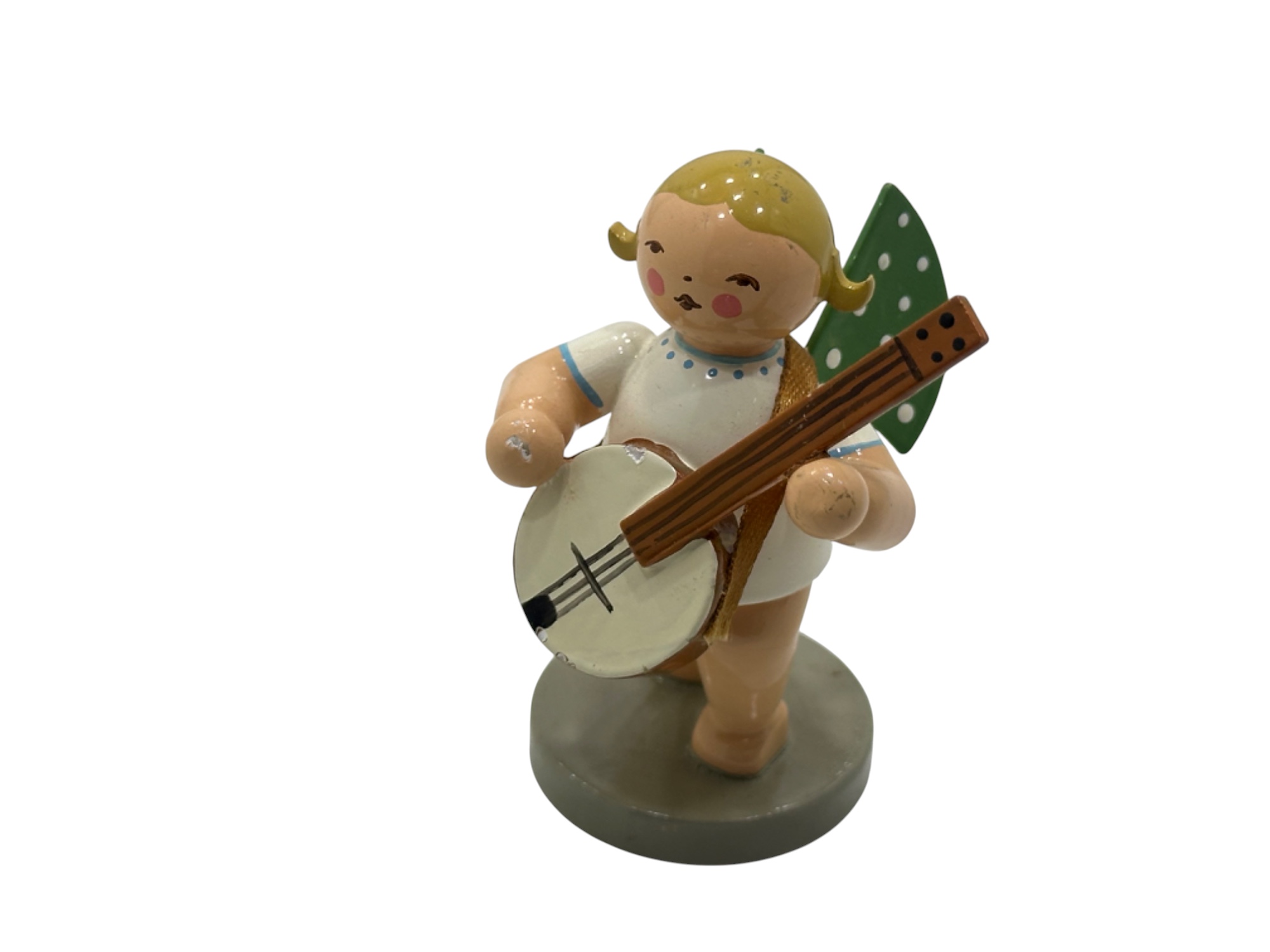 Erzgebirge Figur Engel mit Banjo 5,8 cm. Zustand siehe Fotos
