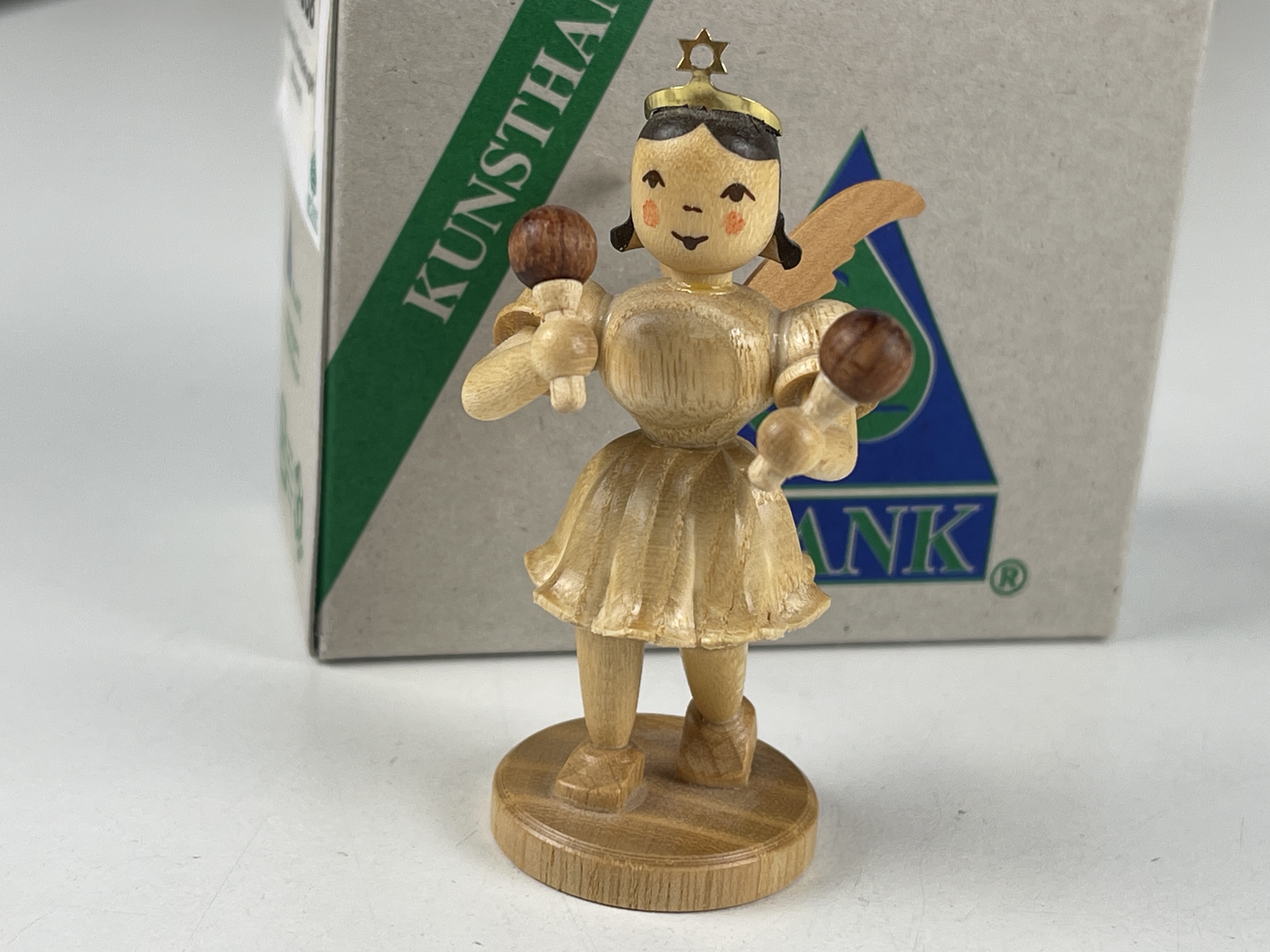 Erzgebirge Blank Figur Engel Ornament 5,5 cm. Top Zustand OVP  