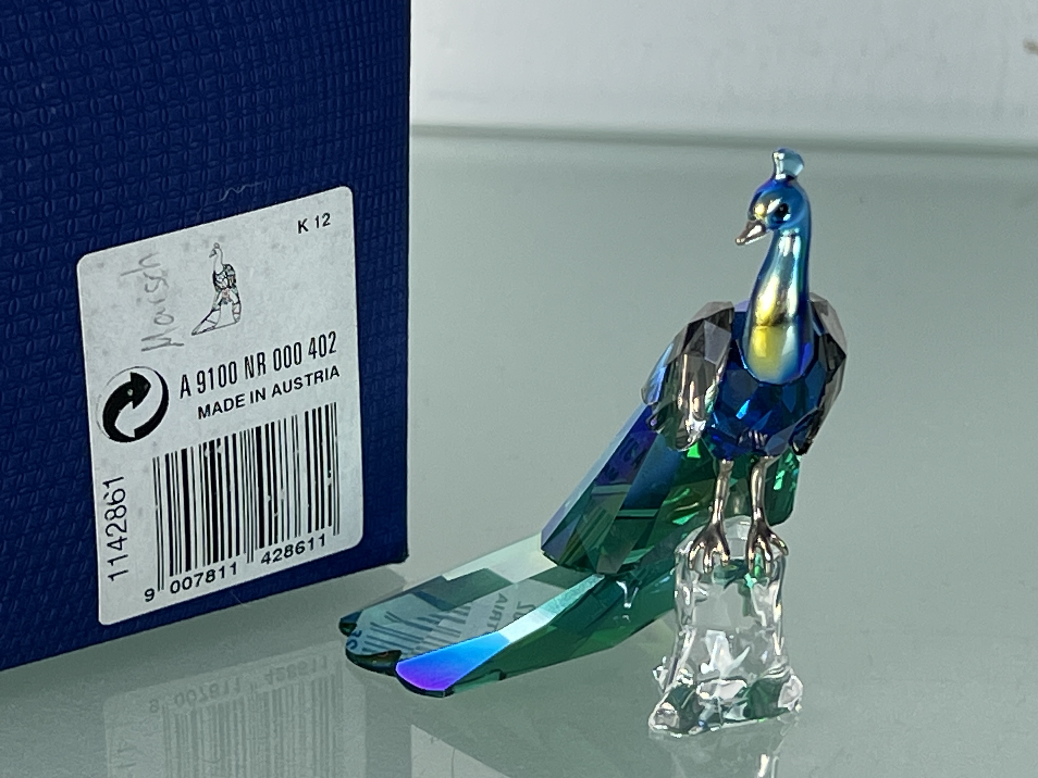 Swarovski Figur 1142861 ScS Pfau 7 cm. Mit OVP & Zertifikat. Top Zustand