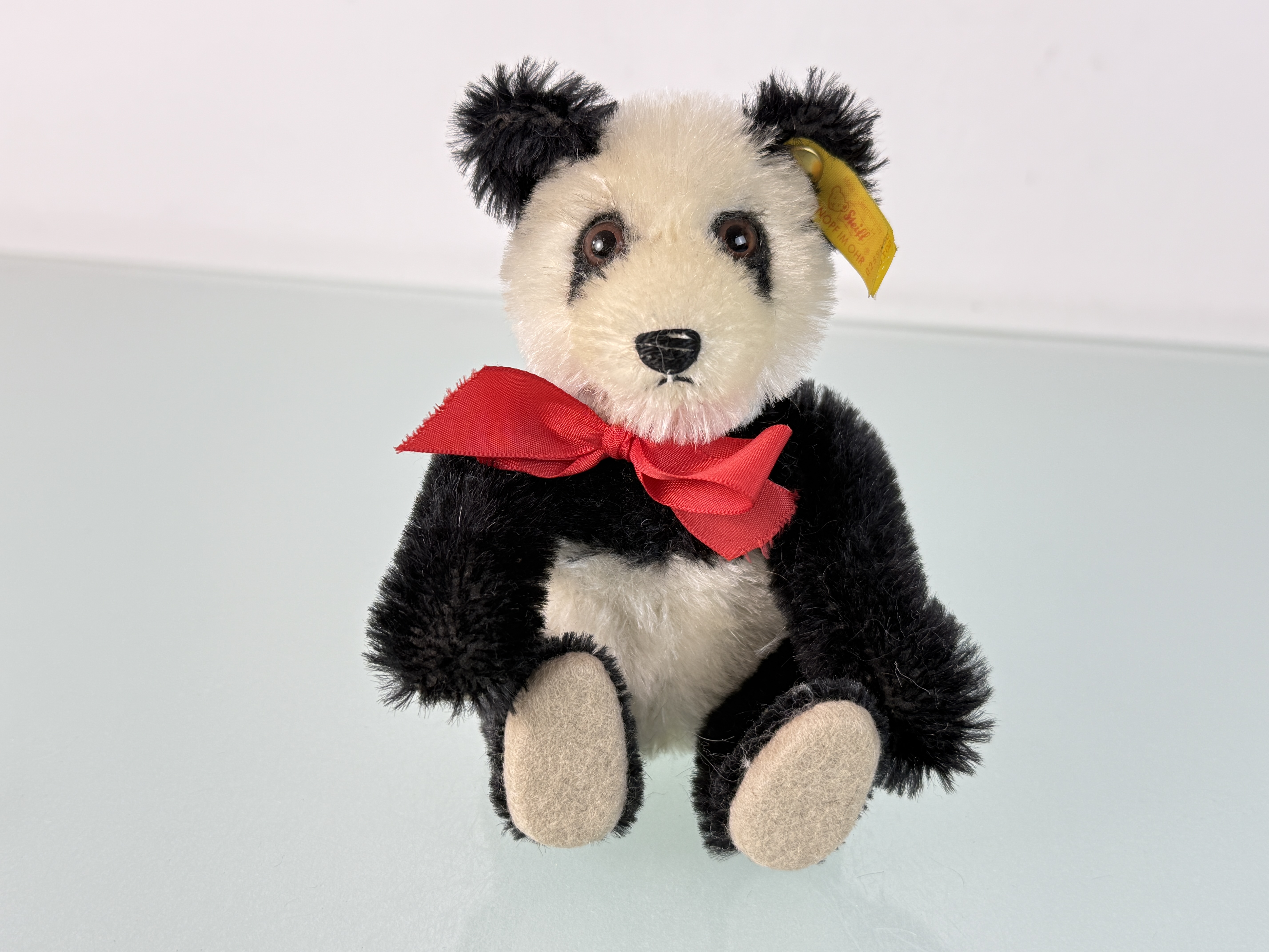 Steiff Tier TeddyBär 029905 Panda Bär 16 cm. Top Zustand