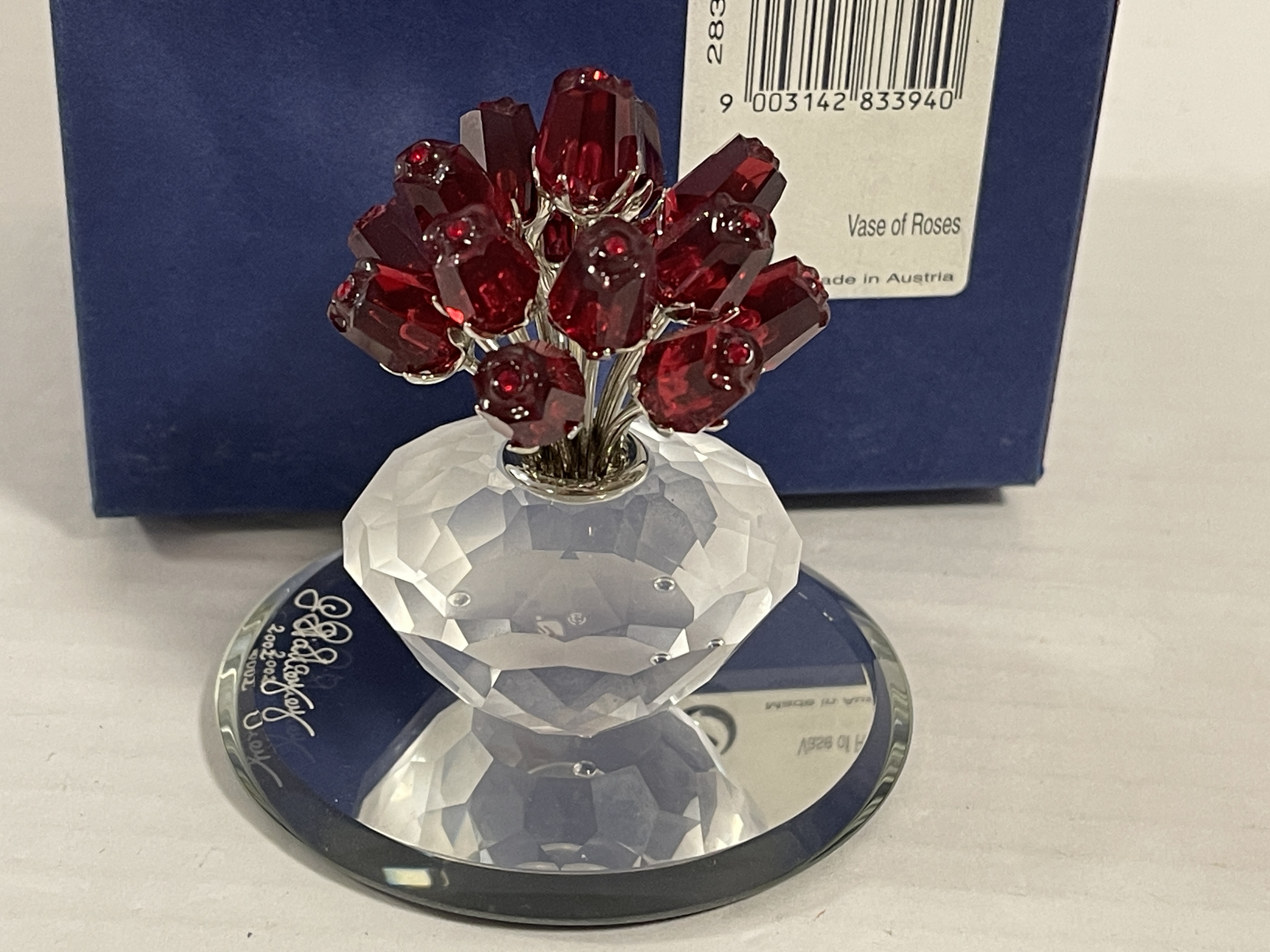 Swarovski Figur 283394 Rote Rosen Vase 7,3 cm. Ovp & Zertifikat. Top Zustand 