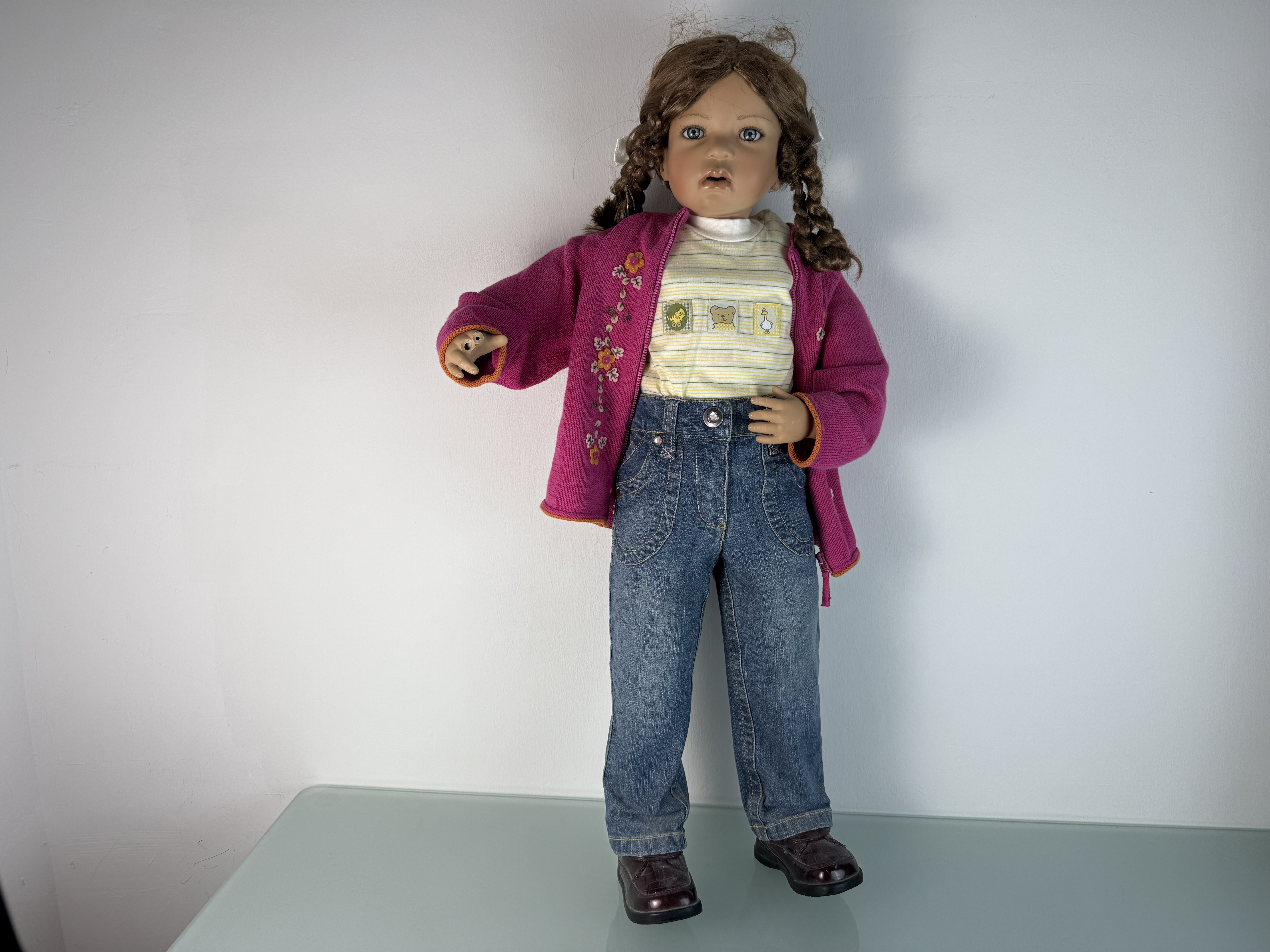 Künstlerpuppe Inge Tenbusch Porzellan Puppe 88 cm Defekt siehe Foto