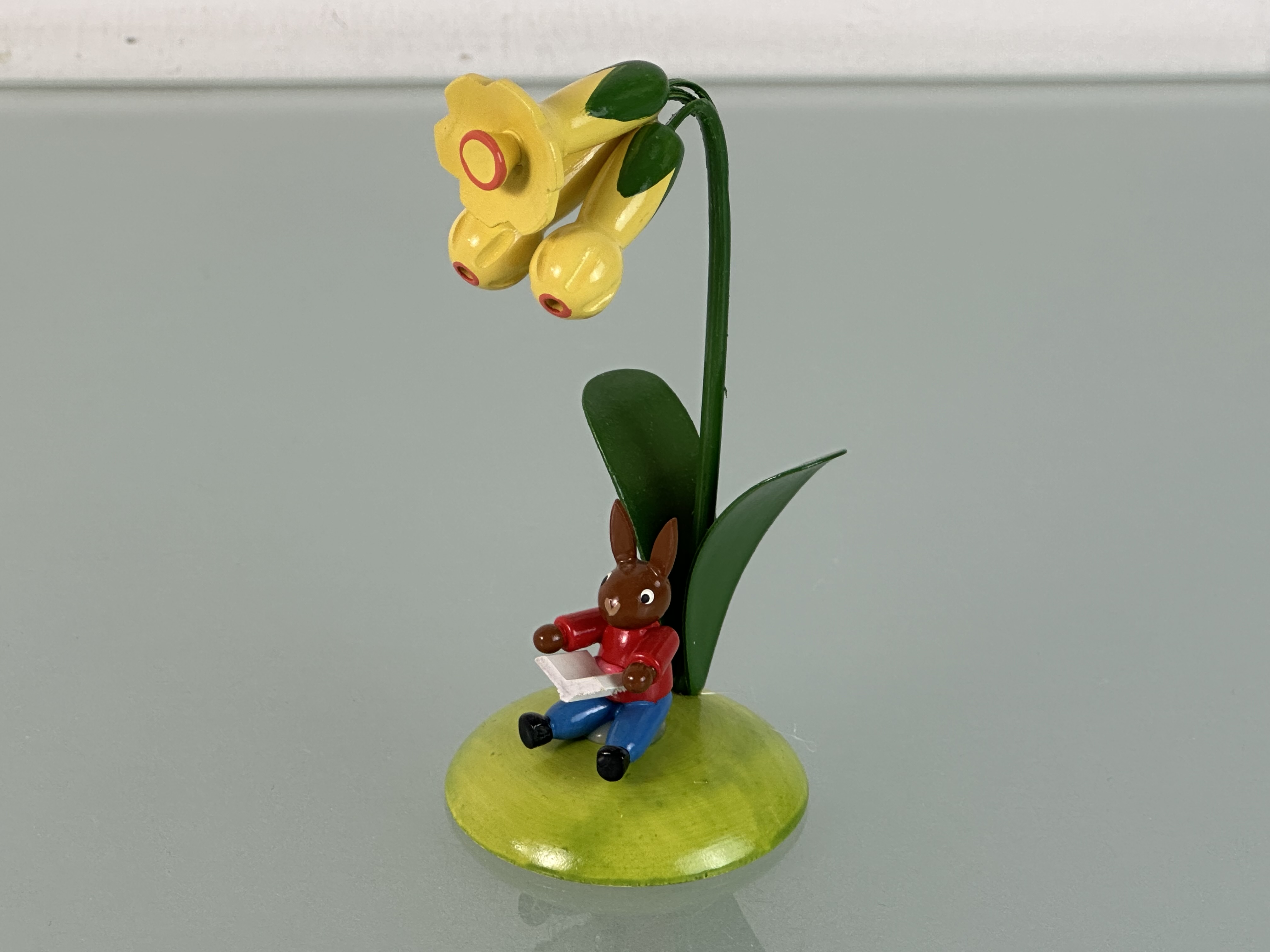 Erzgebirge Seiffener Hase unter Blume 12 cm - Top Zustand