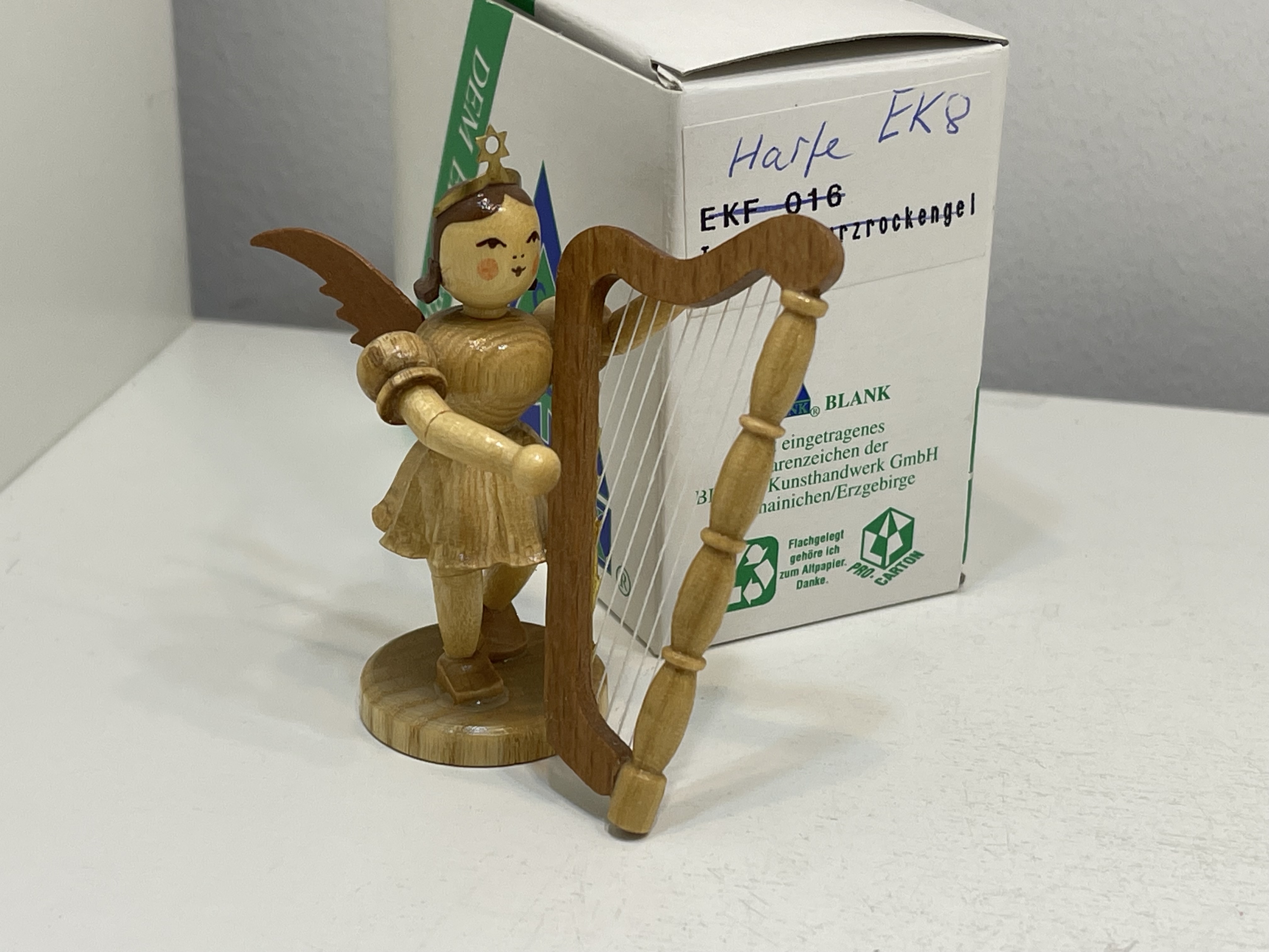 Erzgebirge Blank Figur Engel 6,8 cm. + OVP Top Zustand     