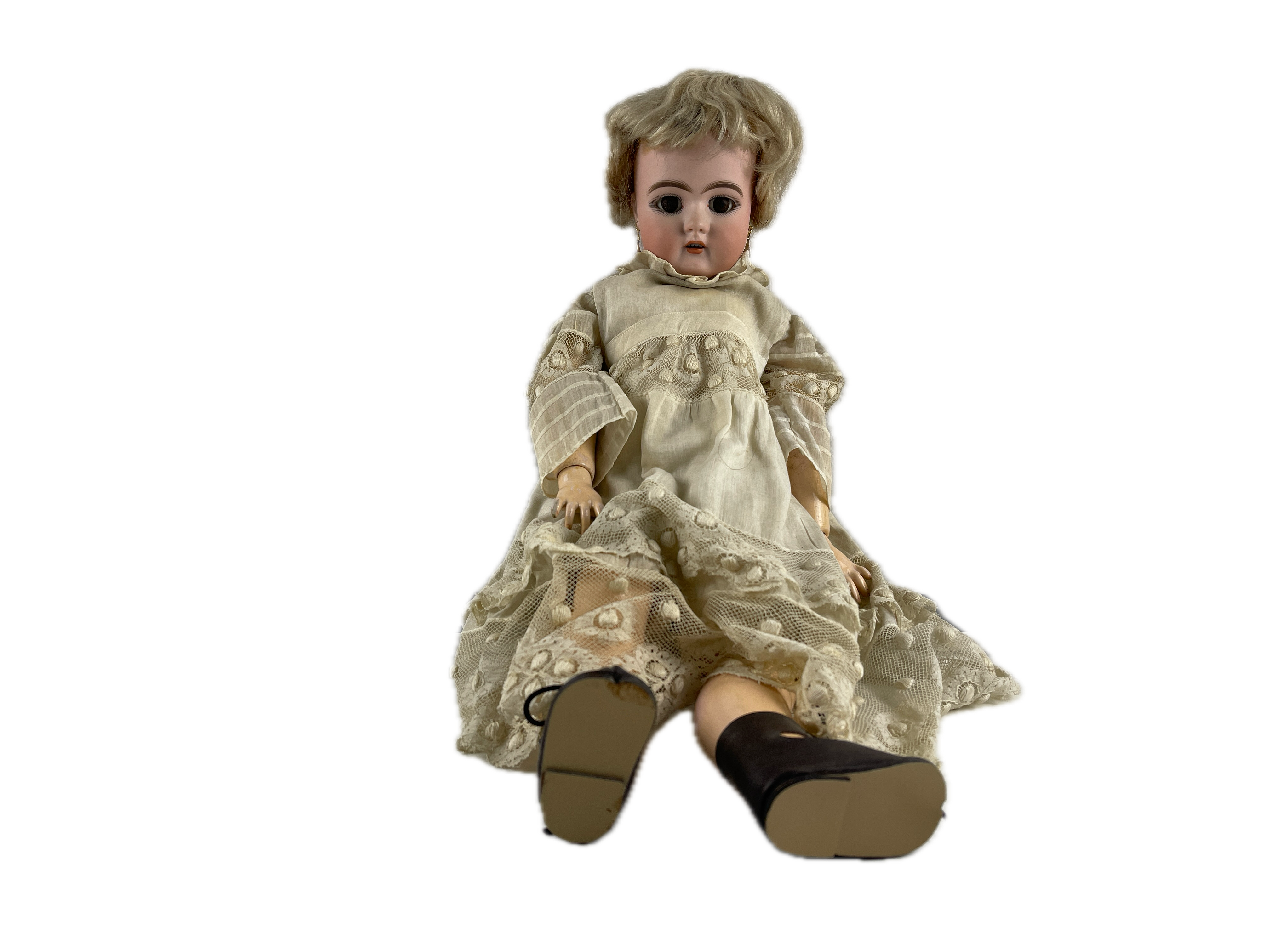 Künstlerpuppe alte Porzellankopf Sammler Puppe 44 cm Zustand siehe Fotos 