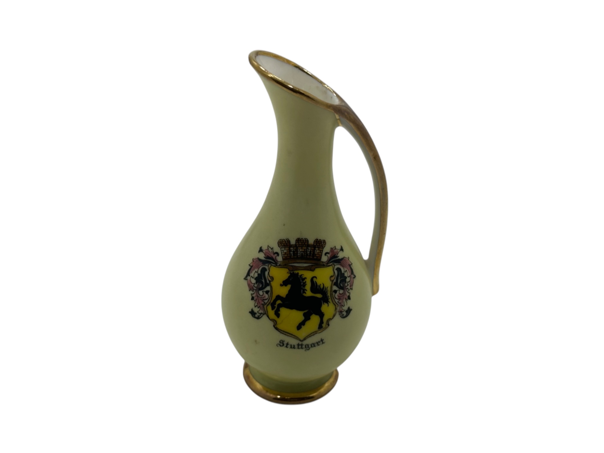 Porzellan Vase Bavaria Stuttgart mit Goldrand 11,5 cm. Top Zustand
