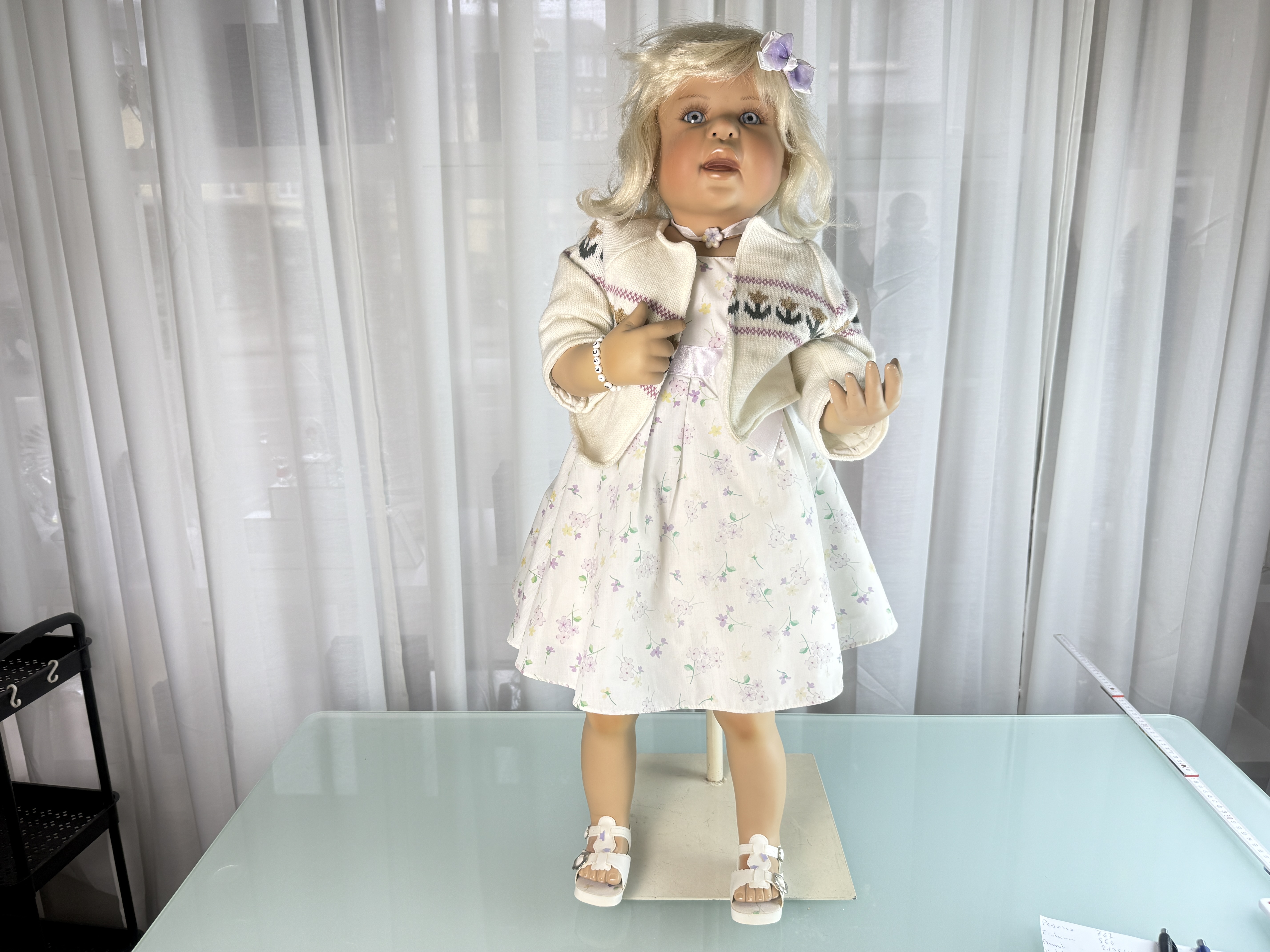 Künstlerpuppe Inge Tenbusch Porzellan Puppe 80 cm. Top Zustand. 