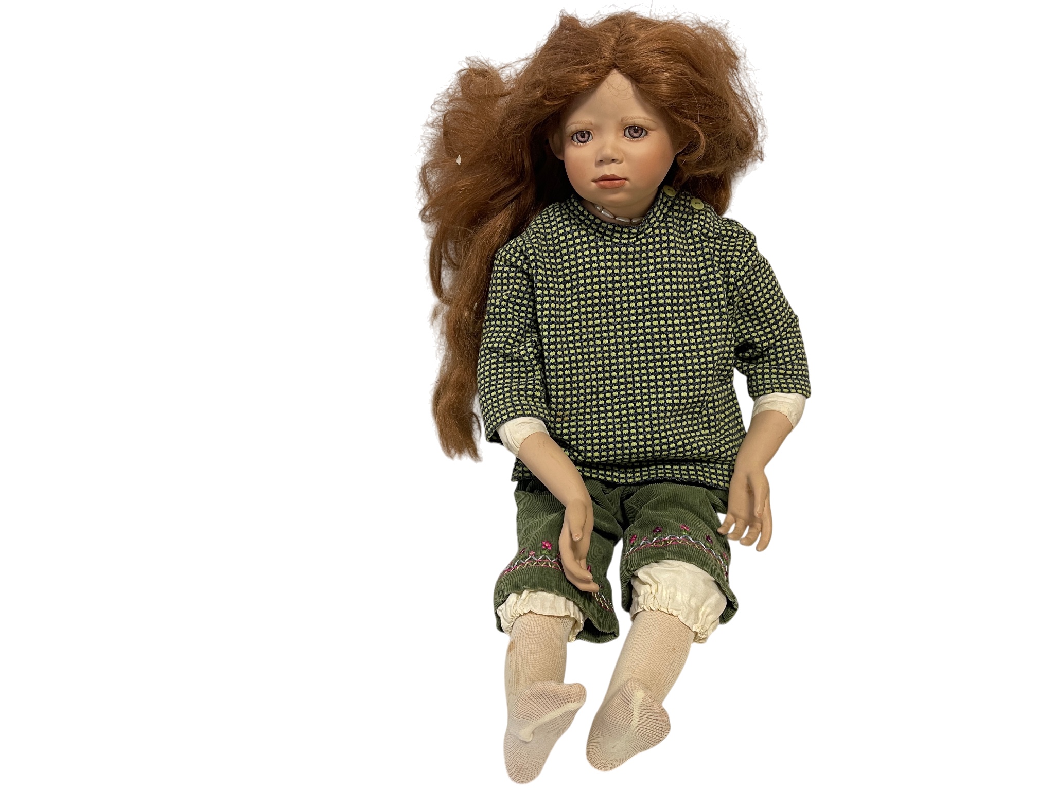 Künstlerpuppe Christine Orange  Porzellan Künstlerpuppe Puppe 75 cm. Zustand siehe Fotos 