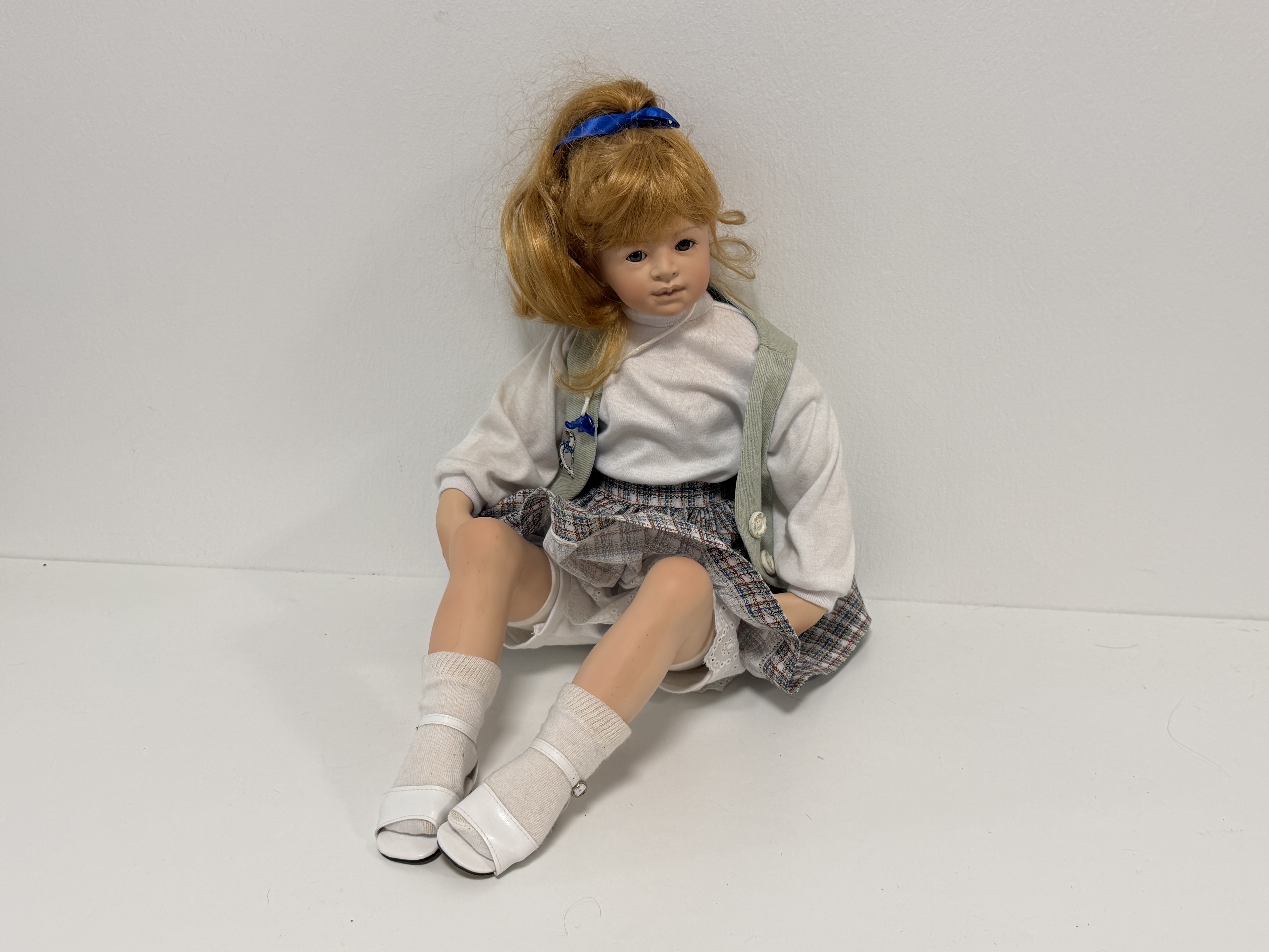 Künstlerpuppe Puppe Heidi Plusczok Porzellan Puppe 65 cm. Top Zustand