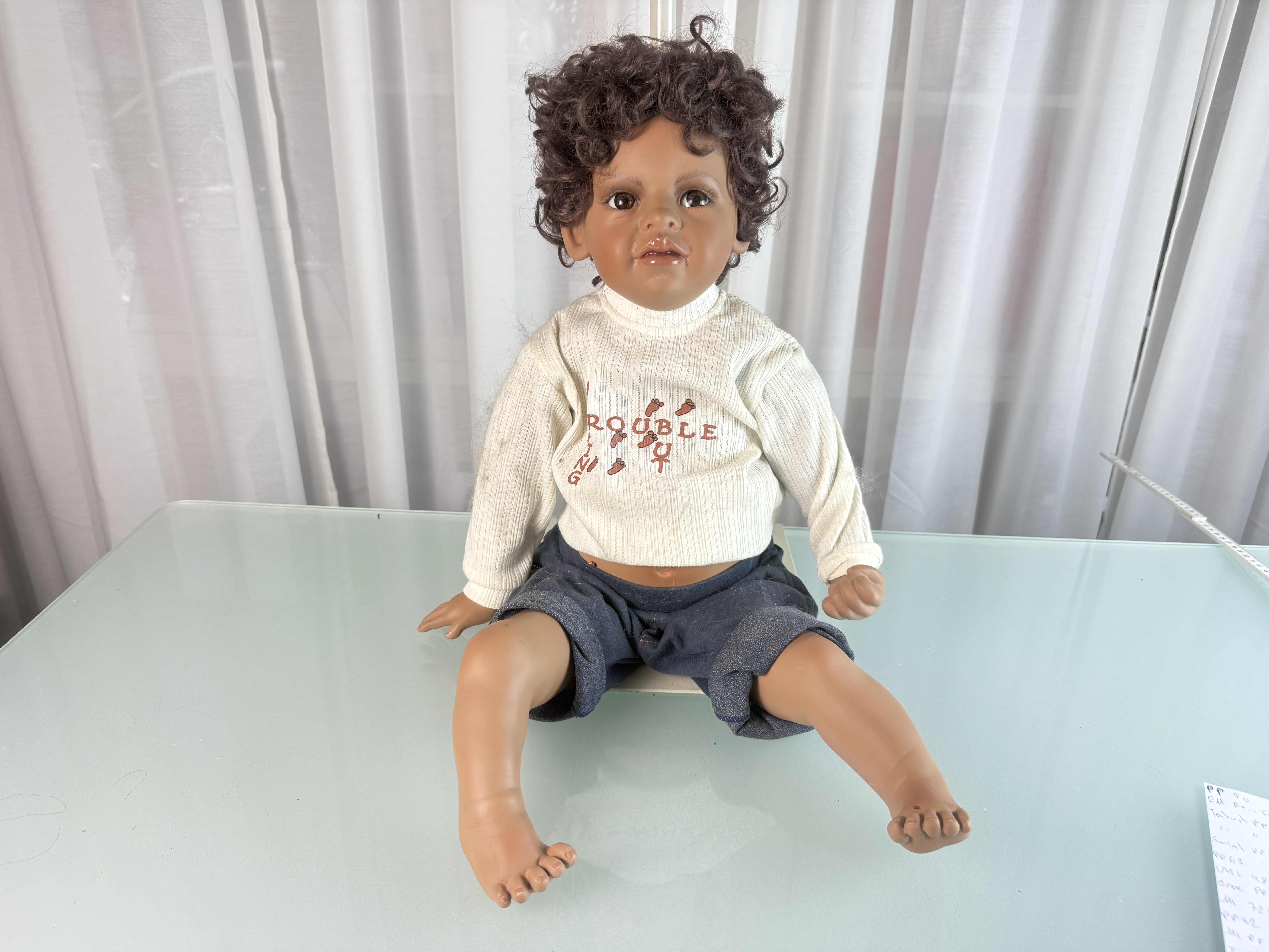 Künstlerpuppe Susan Lippl Porzellan Puppe 63 cm. Guter Zustand siehe Fotos 