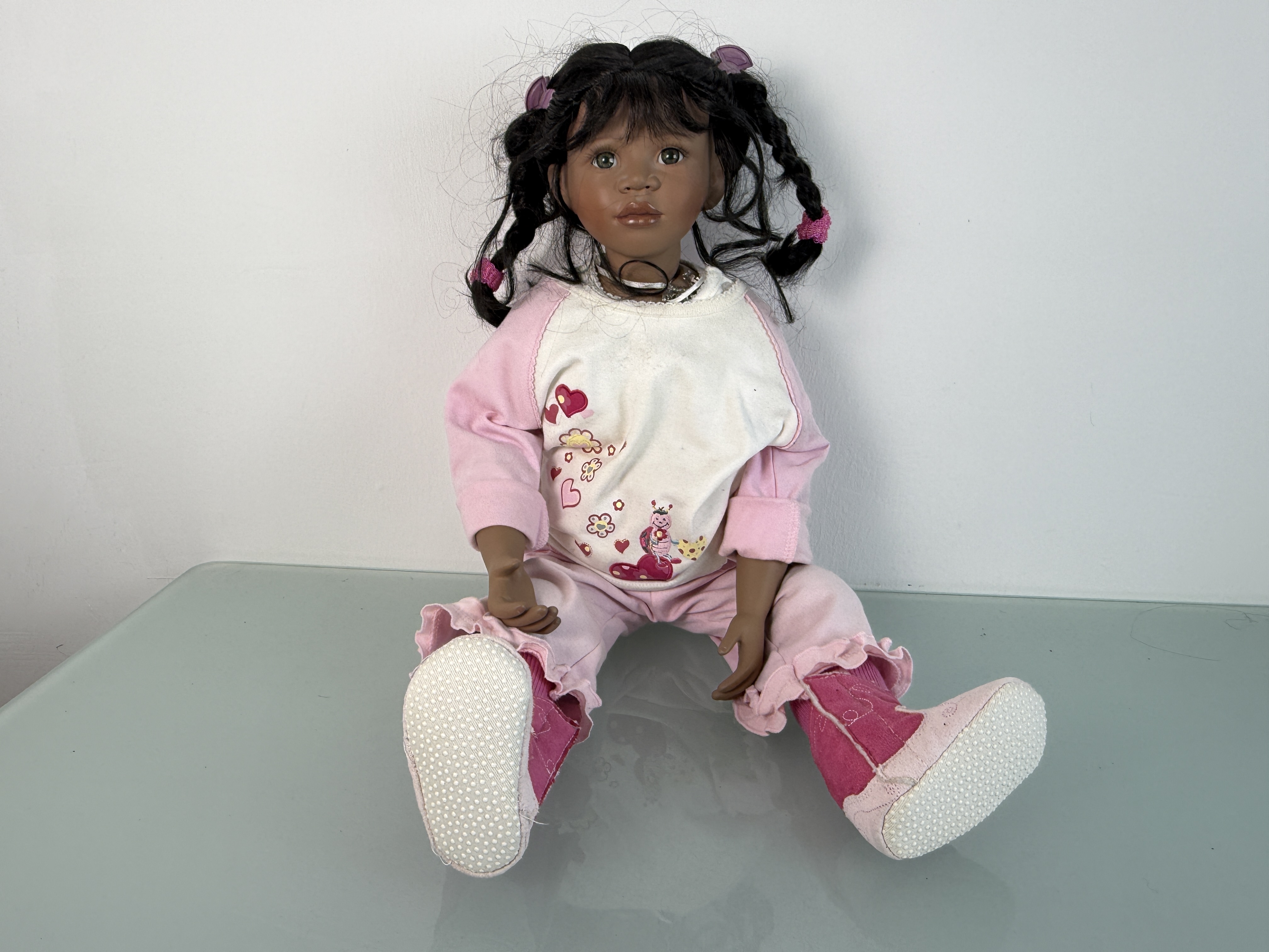 Künstlerpuppe Sammler Christine Orange Porzellan Puppe 70 cm. Top Zustand  