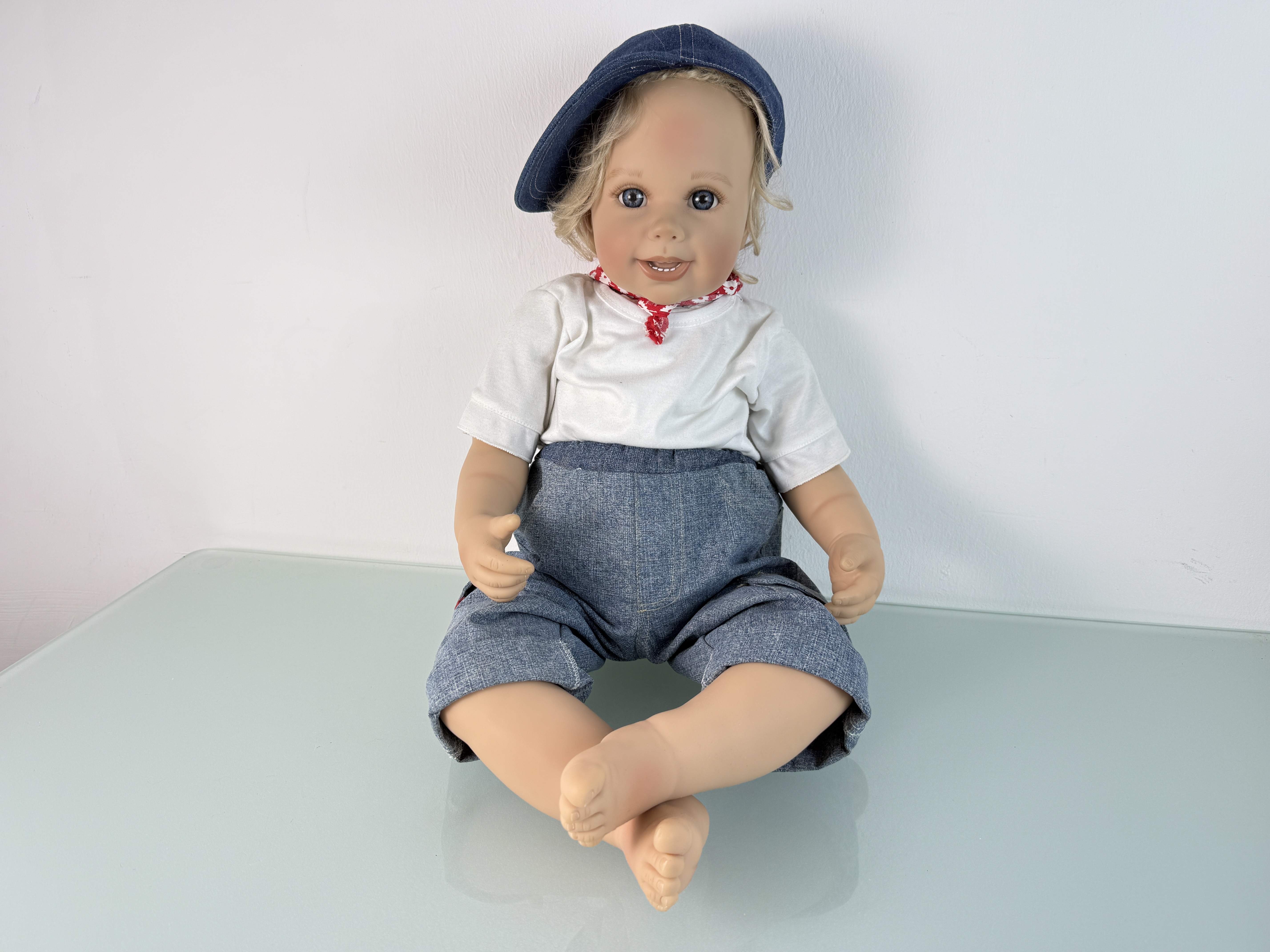 Künstlerpuppe Puppe Monika Peter Leicht Vinyl Puppe 82 cm. Top Zustand 
