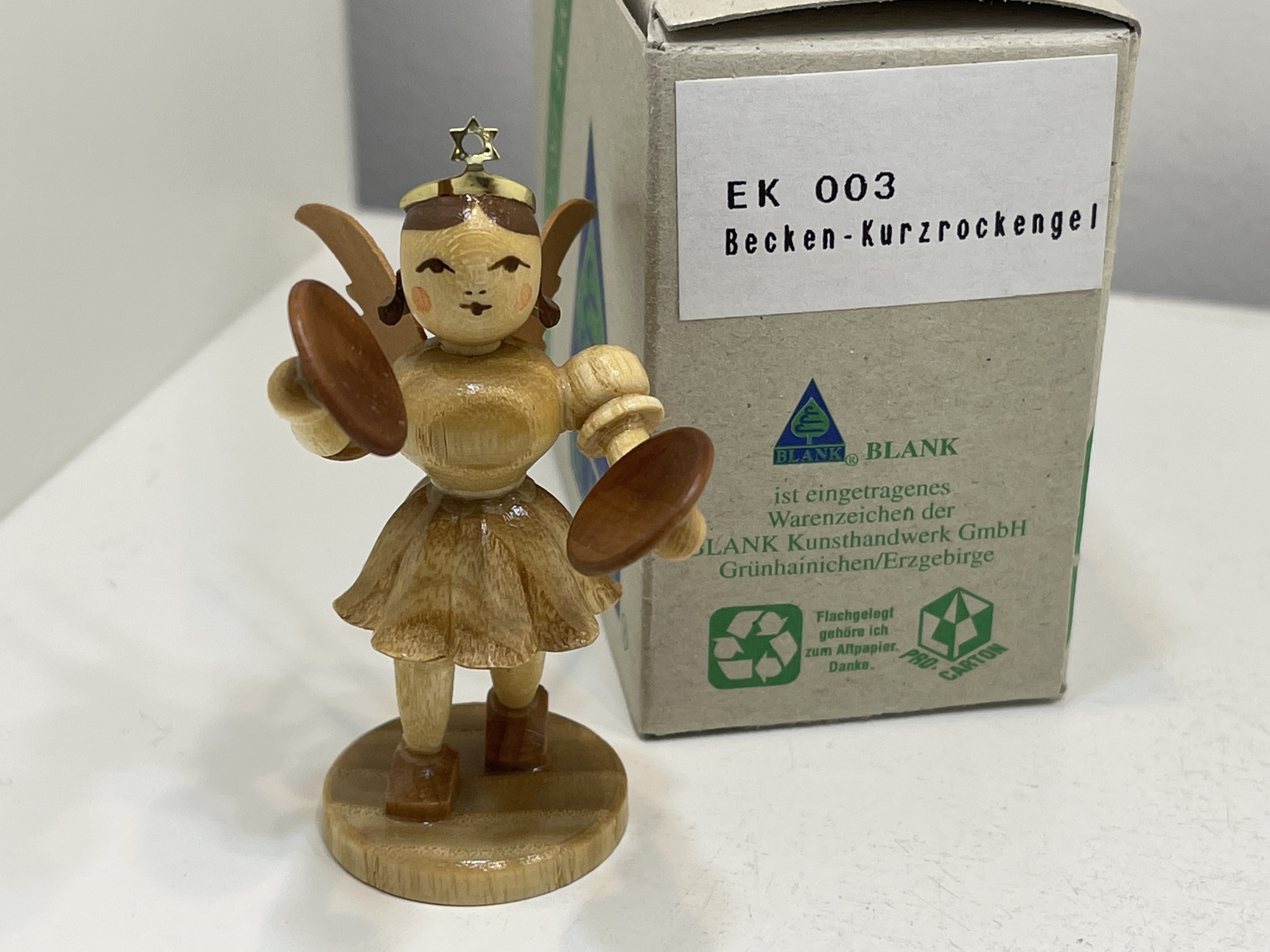 Erzgebirge Blank Figur Engel 6,8 cm. + OVP Top Zustand     