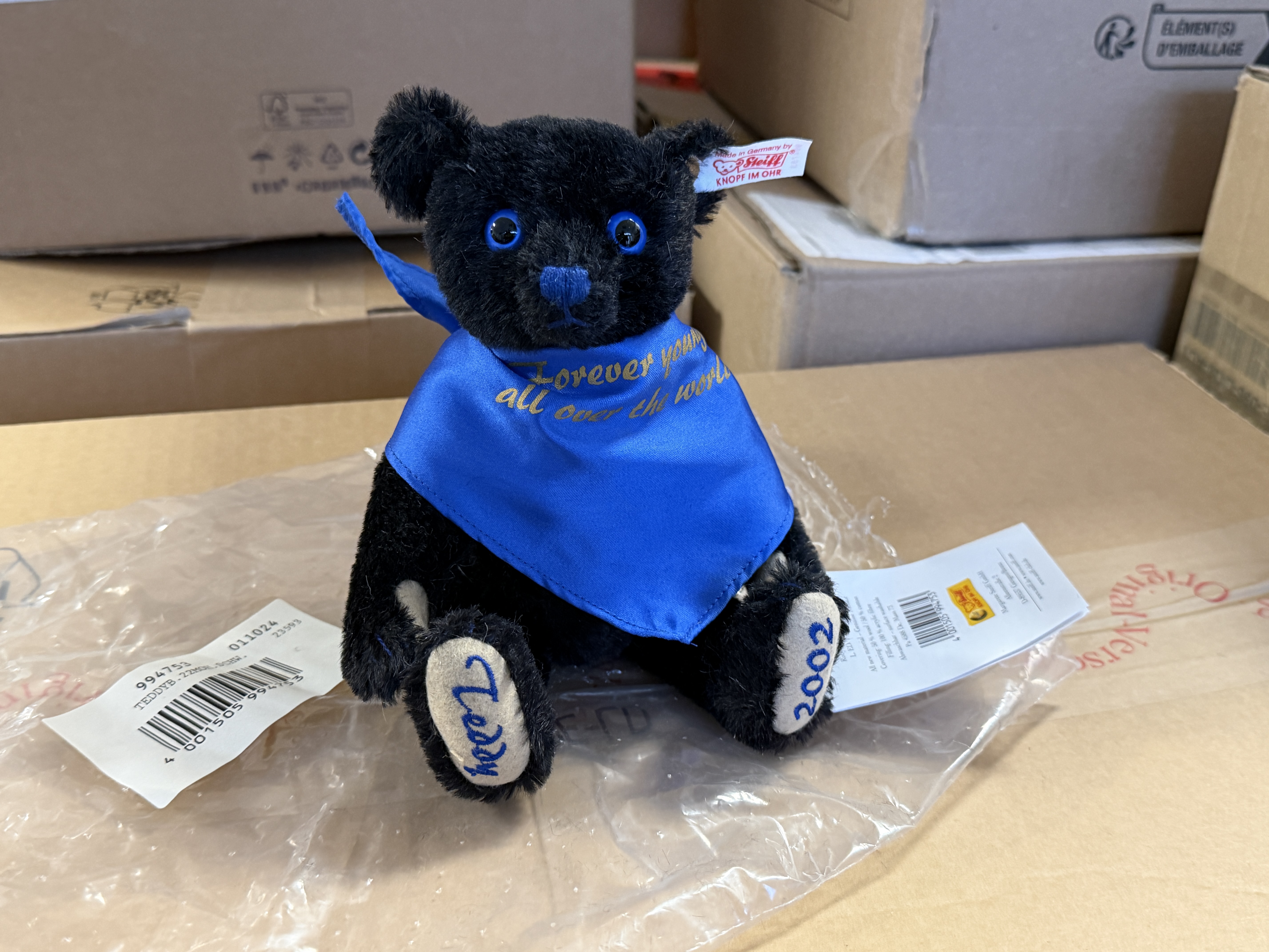 Steiff Tier 994753 Teddybär Roby Schwarz 22 cm Neuware Ungeöffnet Top Zustand 