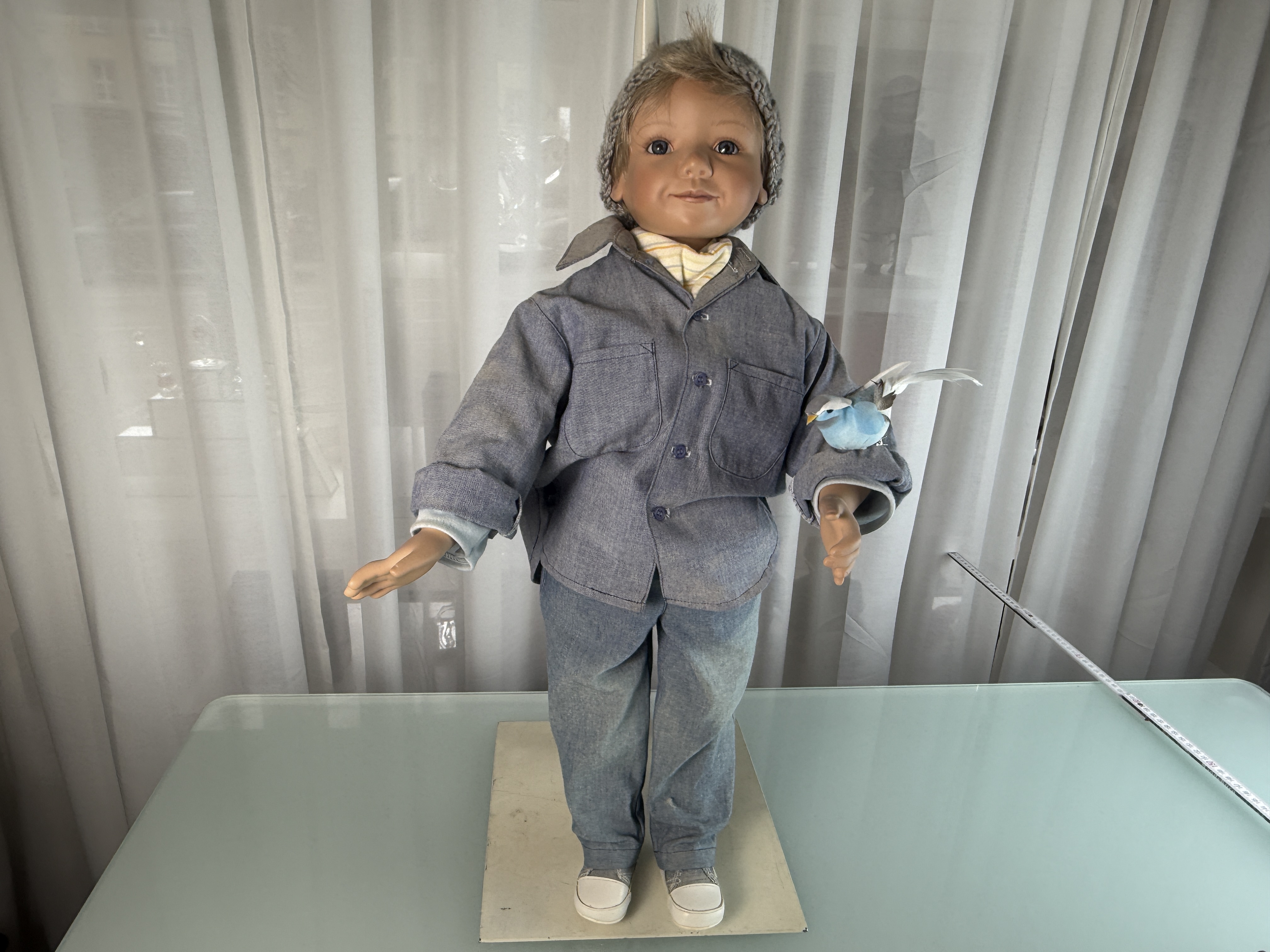 Künstlerpuppe Gabriele Müller Porzellan Puppe 60 cm. Top Zustand.  