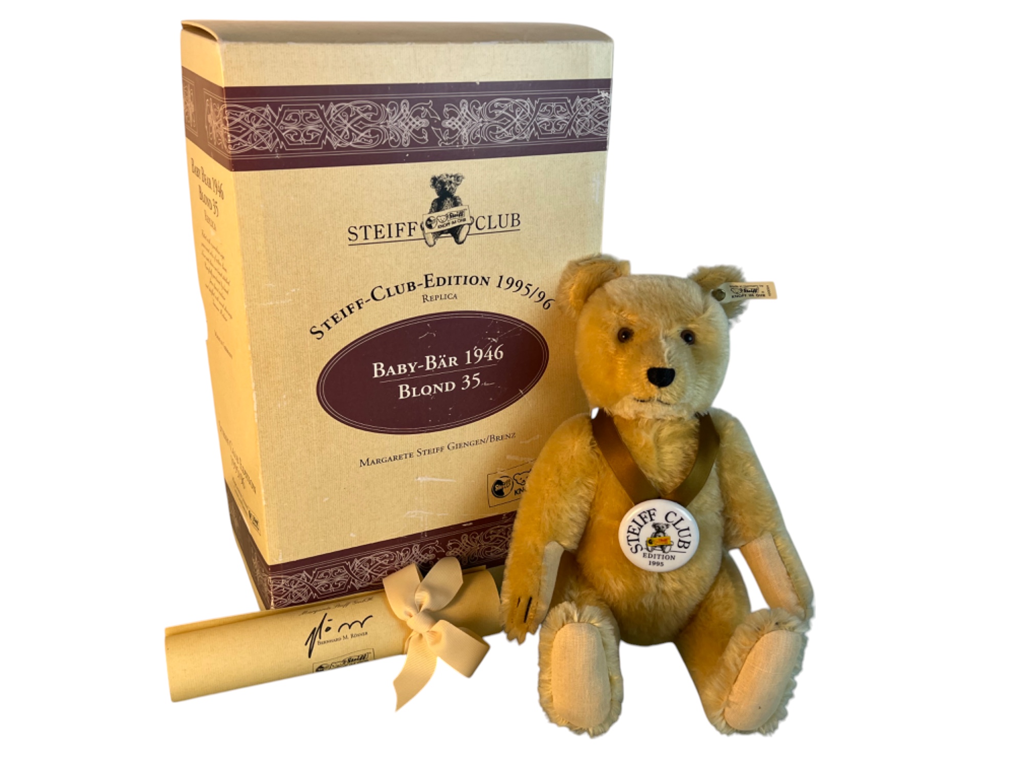  Steiff Tier Teddy Bär 420054  Club-Bär 35 cm Nr. 01406. Top Zustand