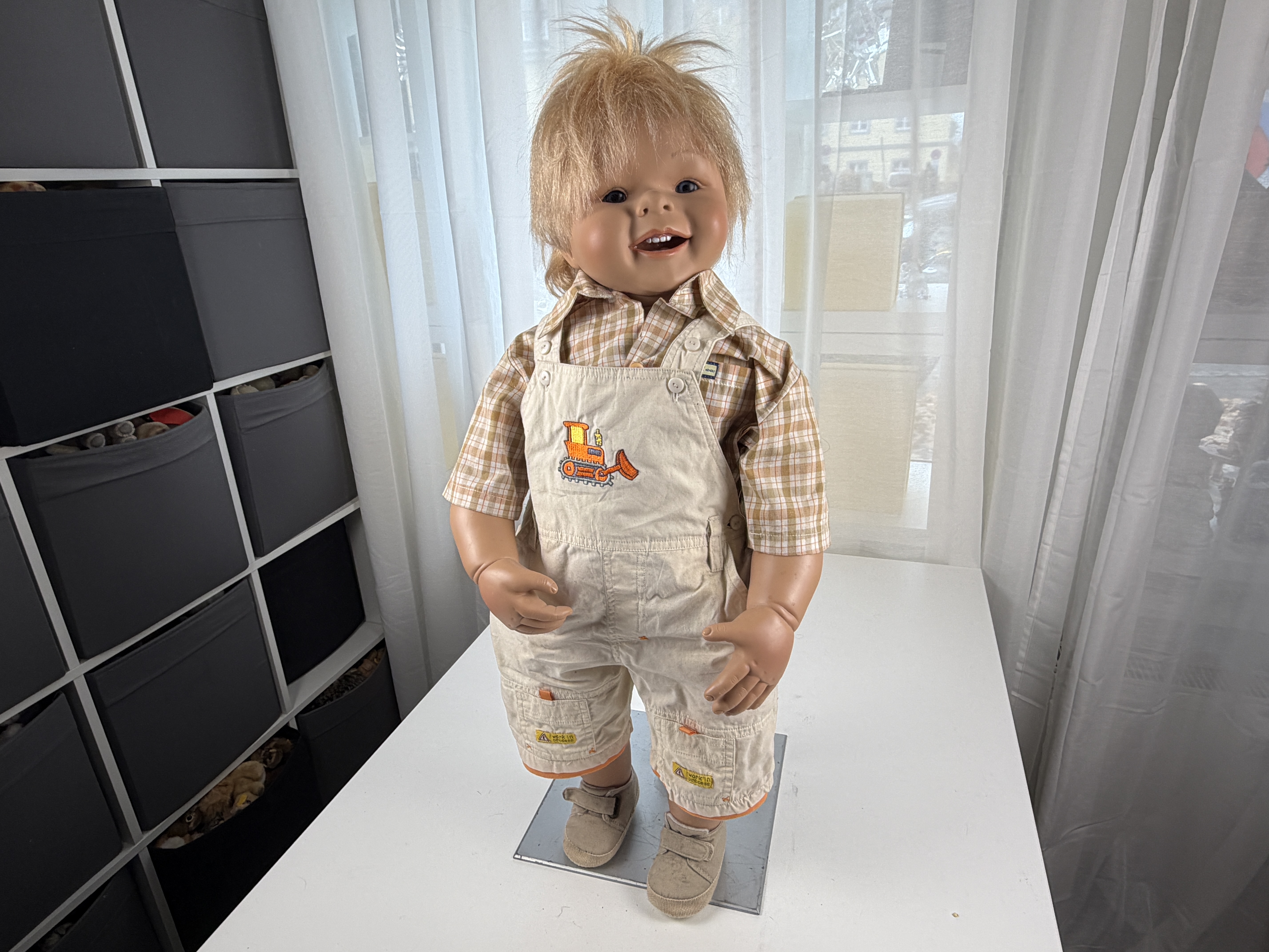 Künstlerpuppe Puppe Evelyn Leman Vinyl Puppe 72 cm. Top Zustand   