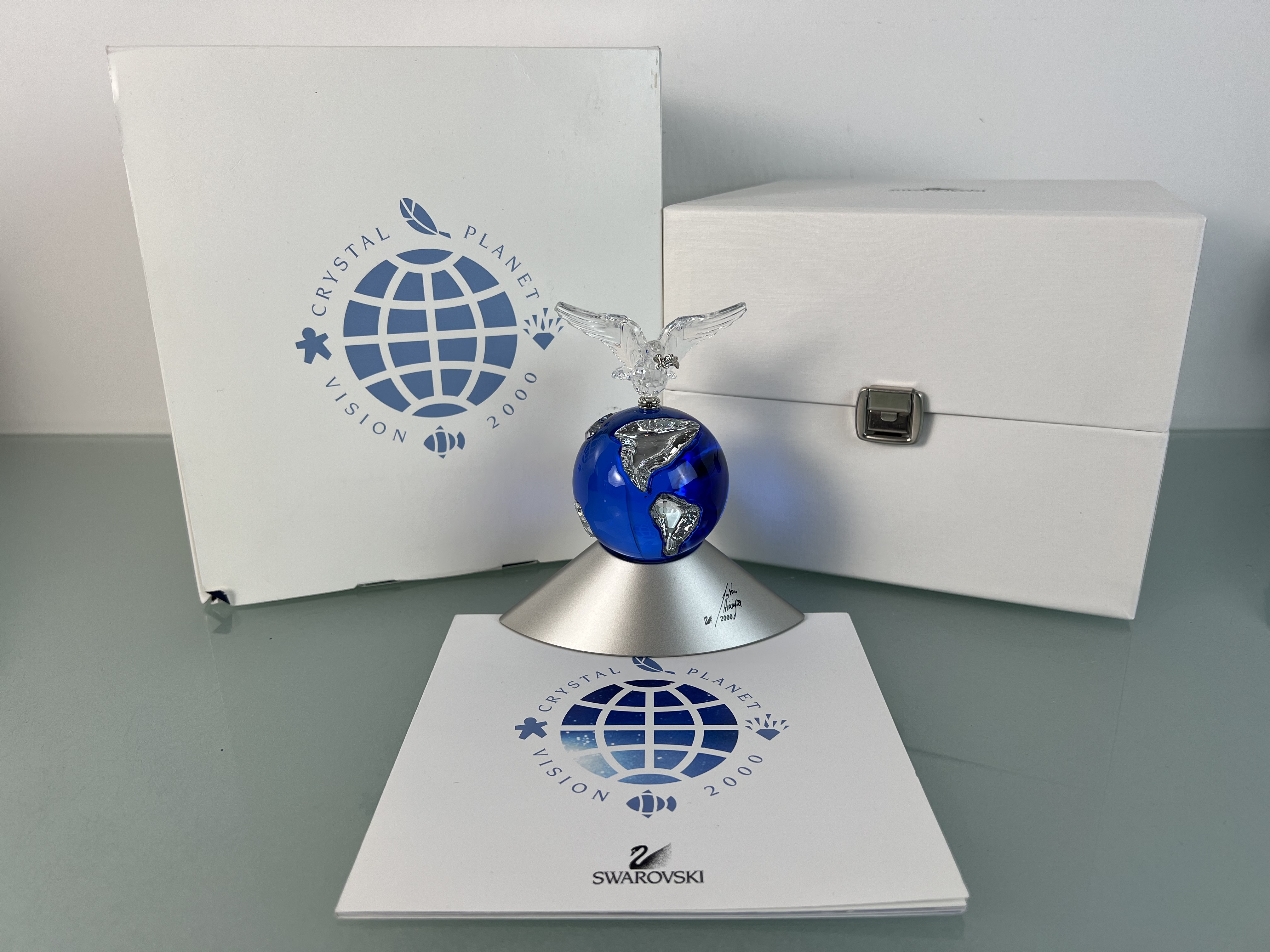  Swarovski Figur 238985 Jubiläum Globus Friedenstaube 12 cm. Kiste & OVP & Zertifikat