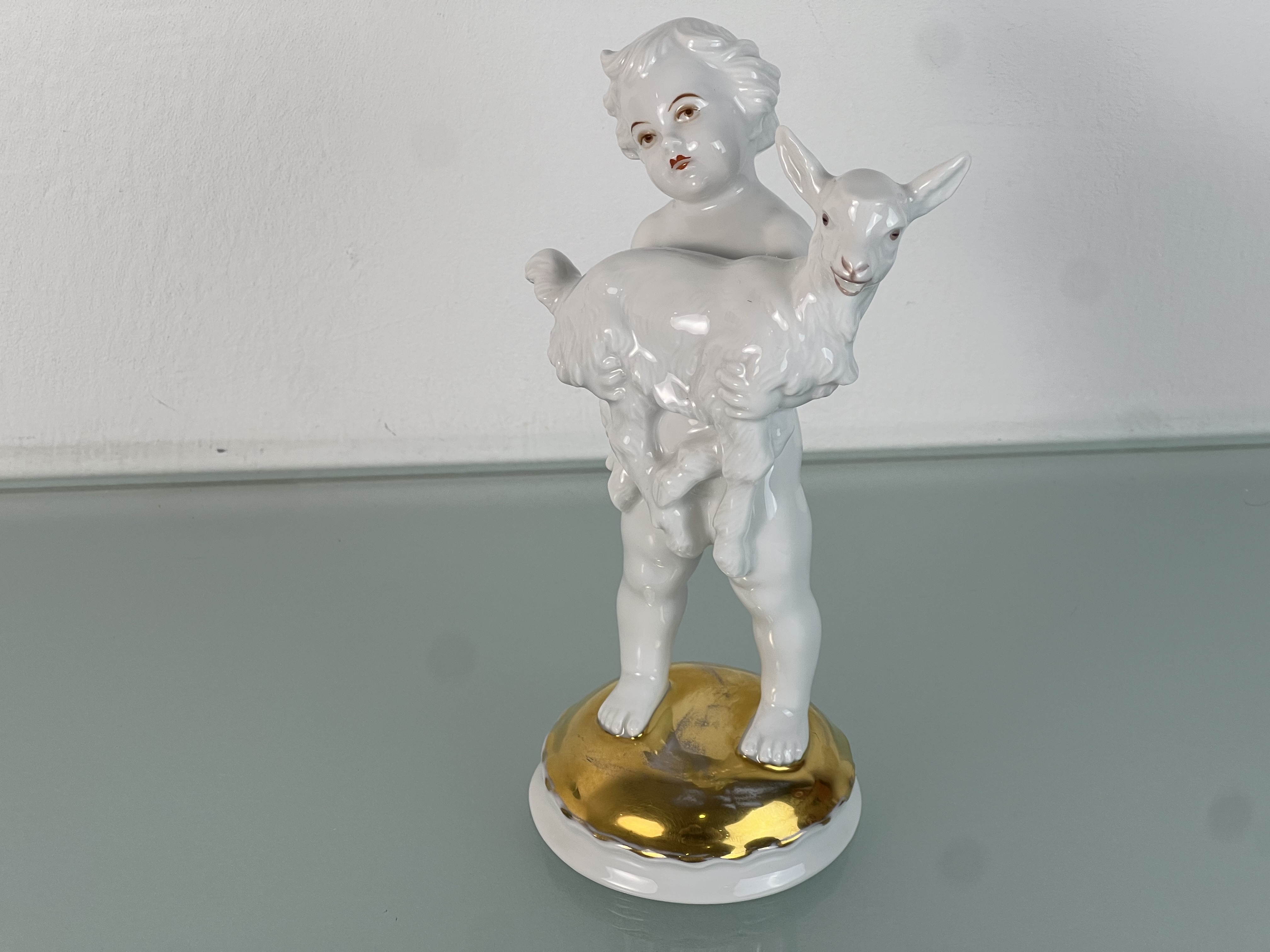 M. H. Fritz Rosenthal Figur 473 Putte mit Ziege 16 cm. 1 Wahl Zustand siehe Fotos