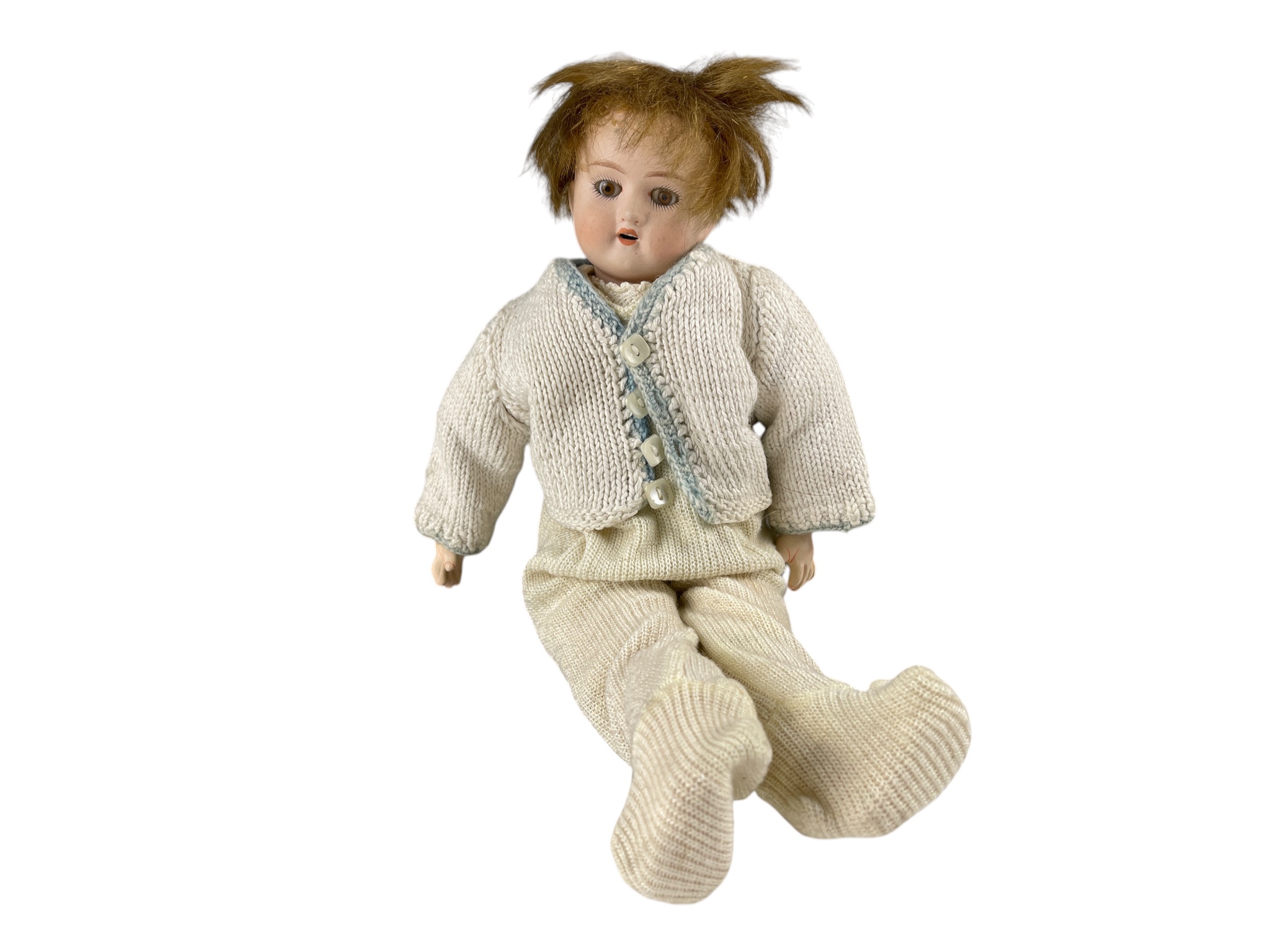 Alte Puppe Sammler Porzellankopf Puppe 32 cm. Zustand siehe Fotos