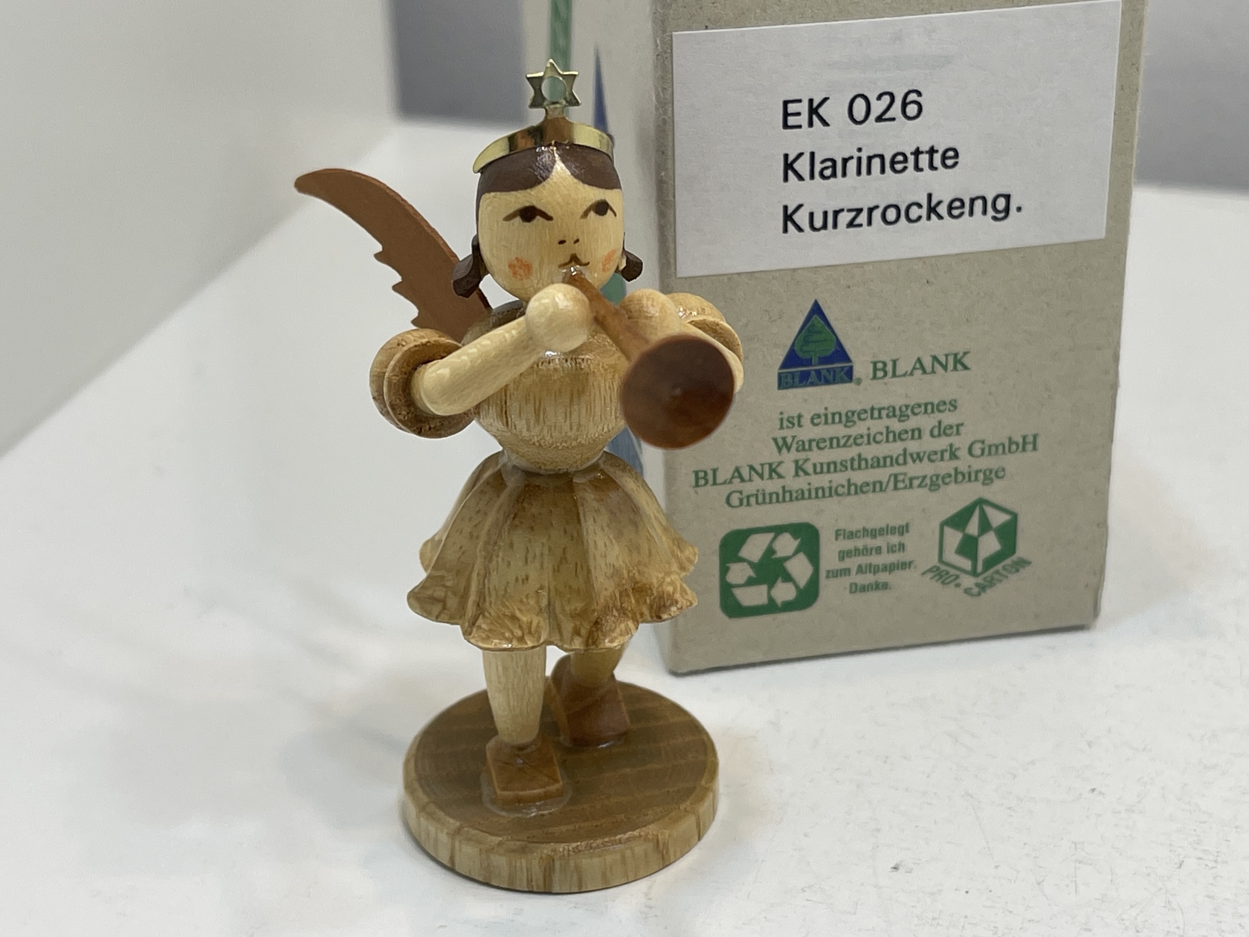 Erzgebirge Blank Figur Engel 6,8 cm. + OVP Top Zustand      