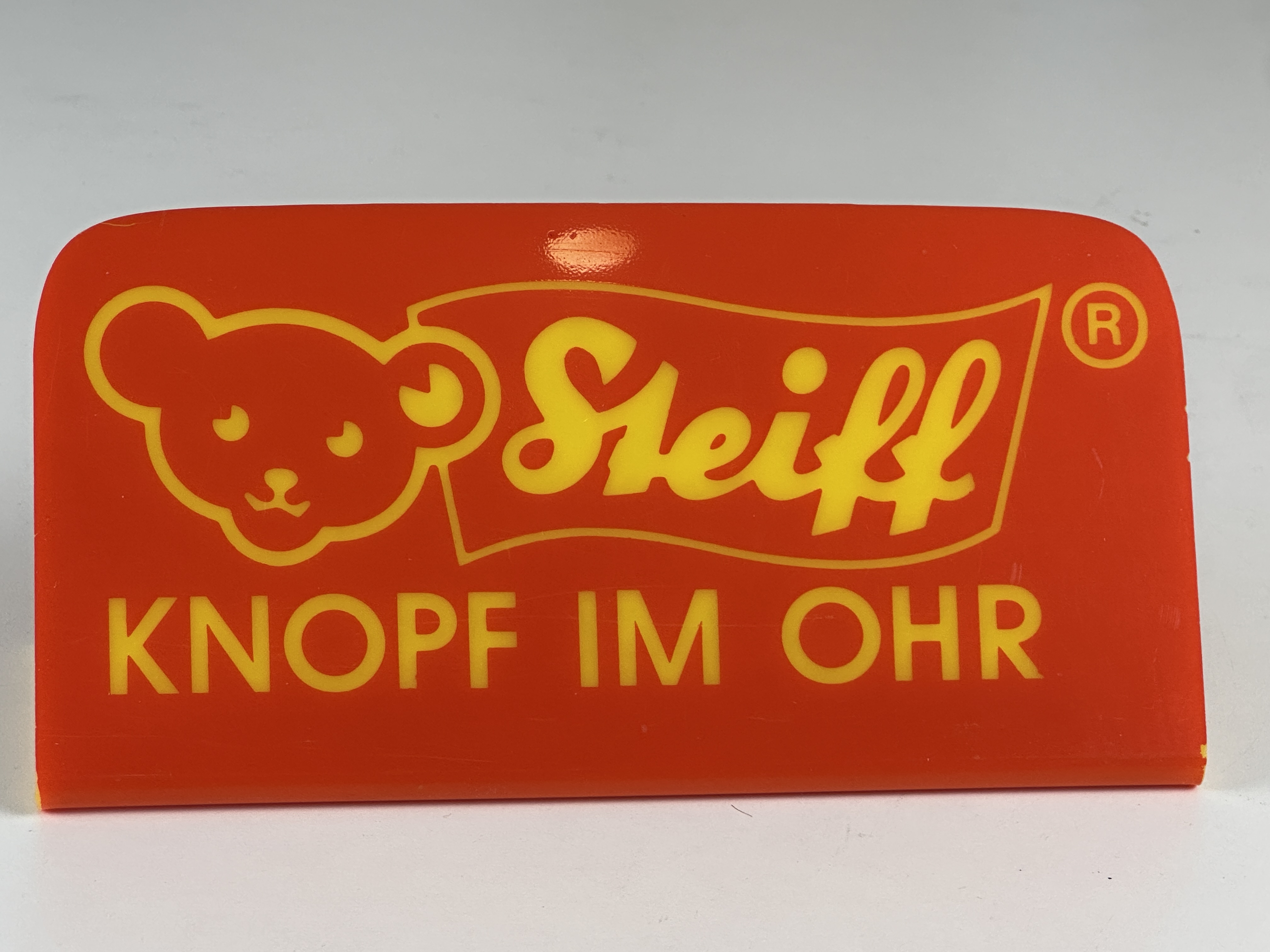 Steiff Reklame Schild Kunststoff 8,5 x 20 x 6 cm - Zustand siehe Fotos