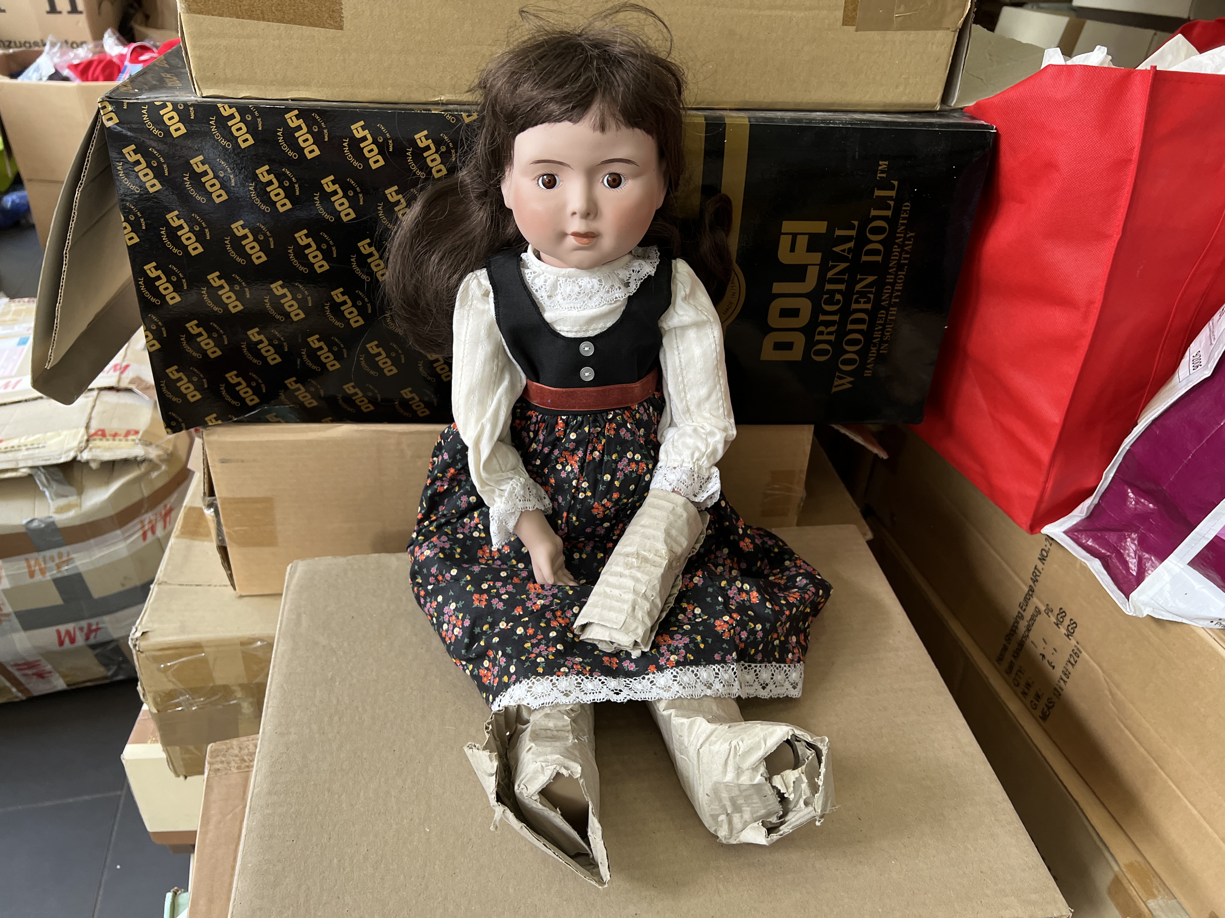 Künstlerpuppe Porzellan Puppe 65 cm. Top Zustand  