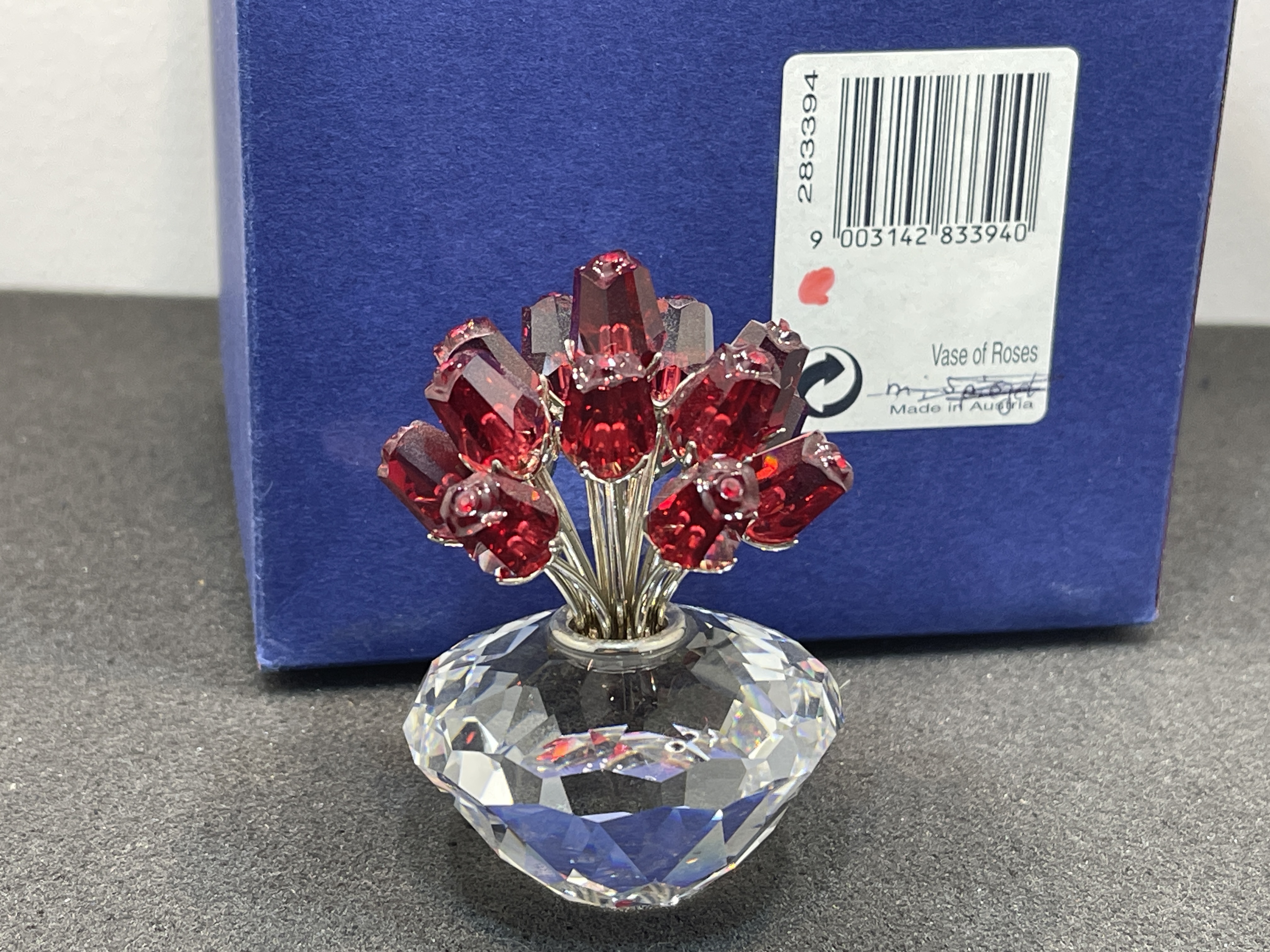 Swarovski Figur 283394 Rote Rosen Vase 7,3 cm. Ovp & Zertifikat. Top Zustand 