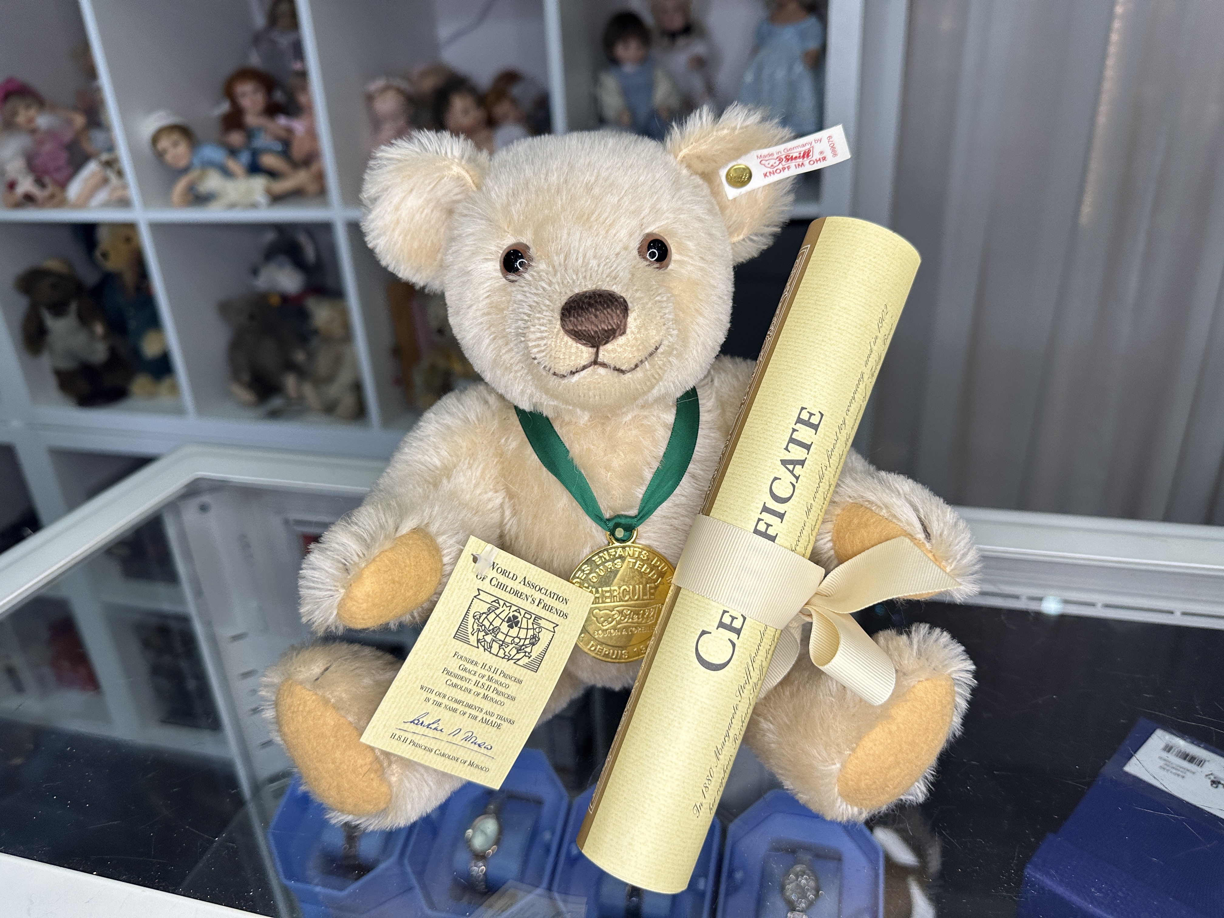 Steiff  999079 Teddy Bär Hercule Monaco 28 cm beige . Siehe Fotos - Top Zustand 
