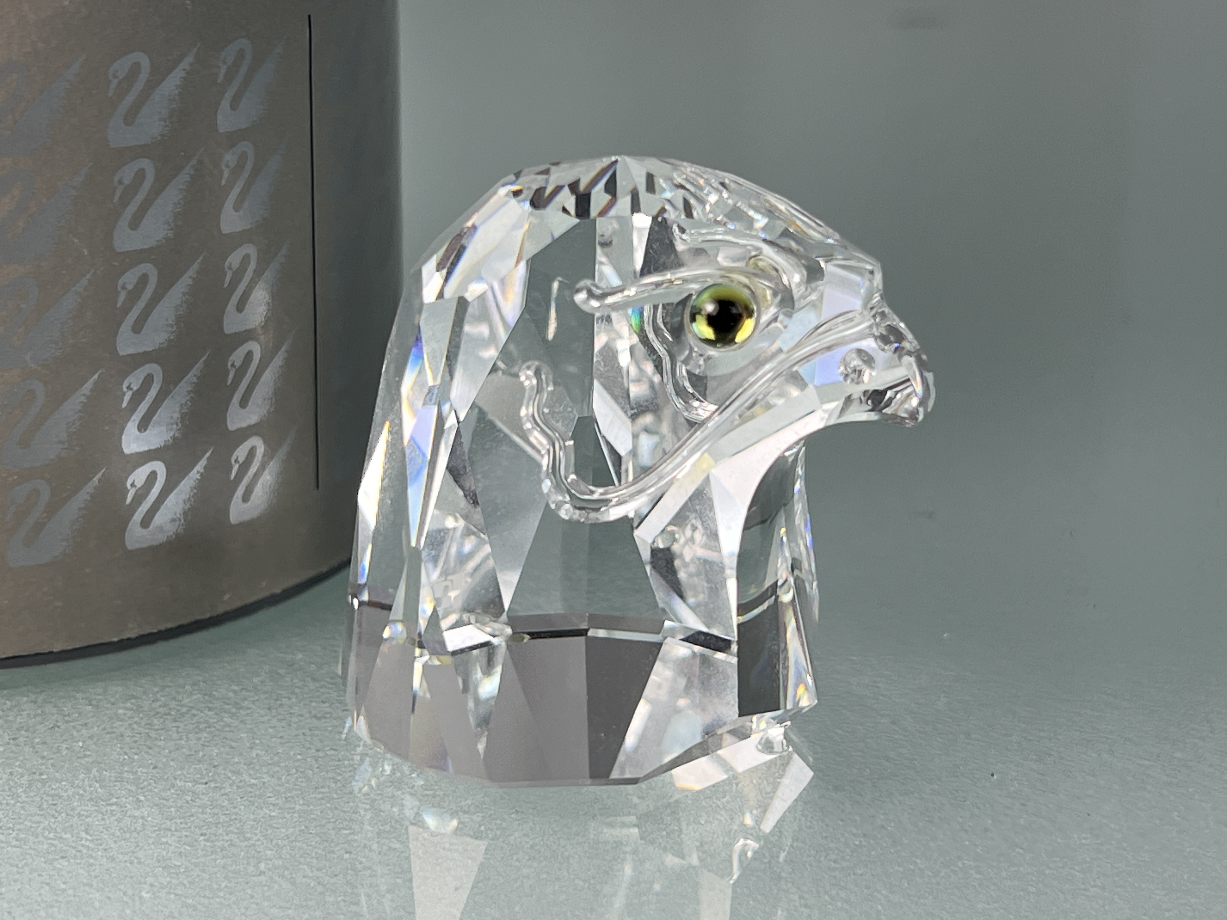 Swarovski Figur Kristall 013829 Falkenkopf 5 cm. Ovp & Zertifikat + Top Zustand.  