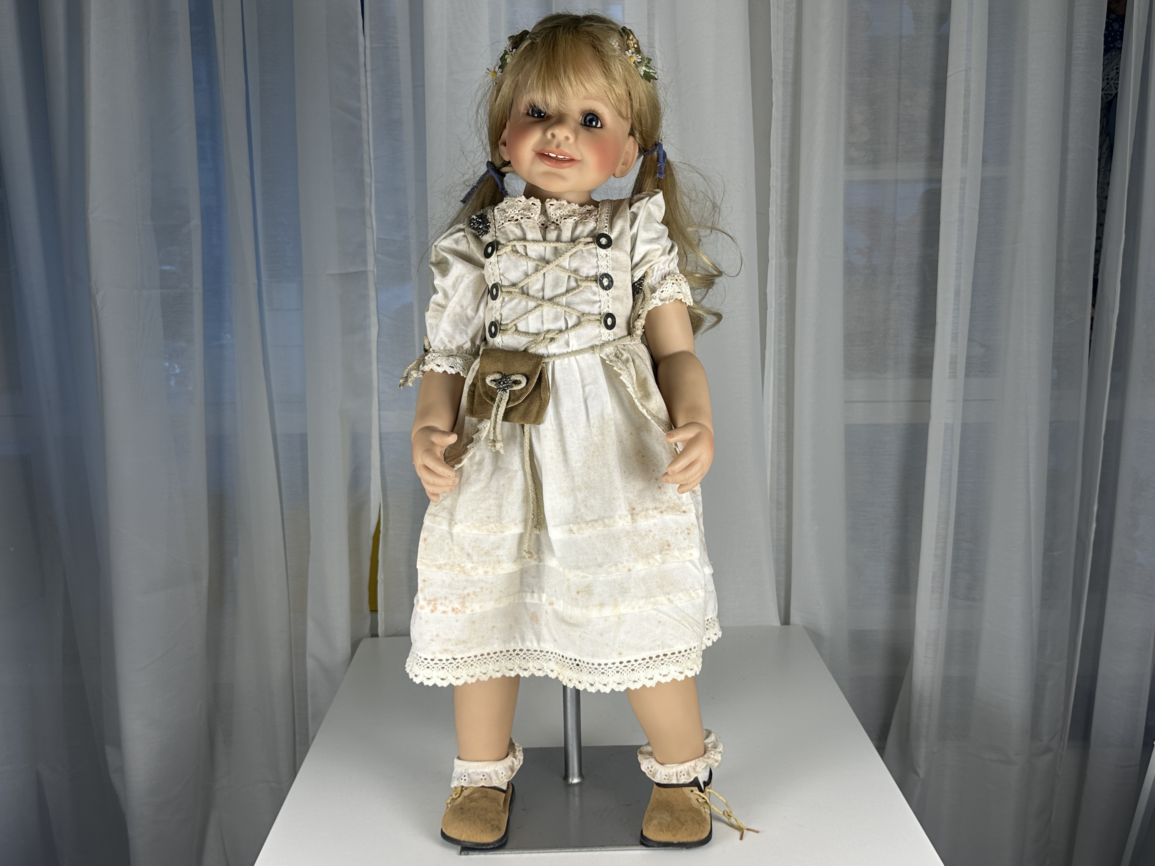 Künstlerpuppe Puppe Monika Peter Leicht Vinyl Puppe 90 cm Zustand Verschmutzt